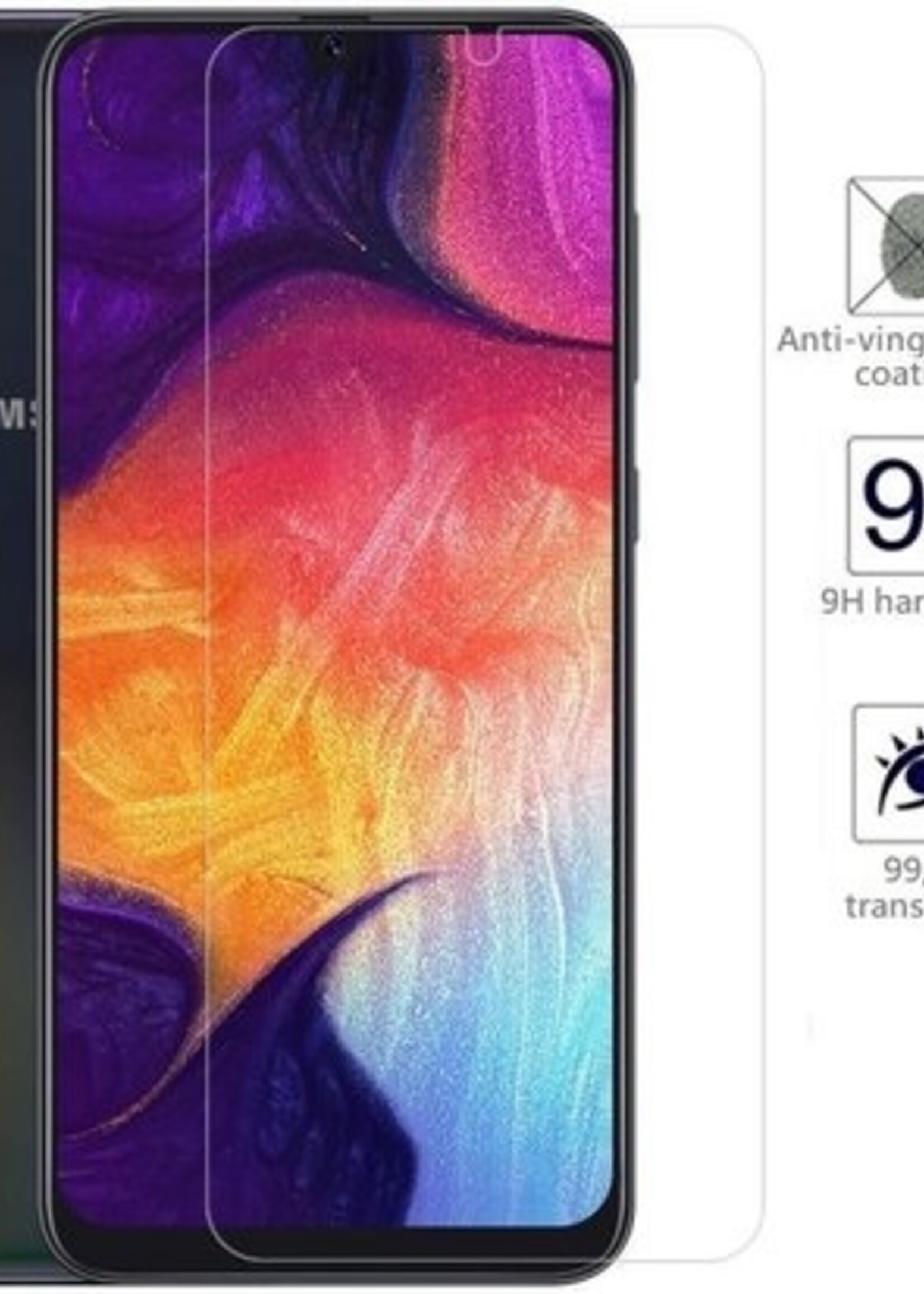 BTH Screenprotector Geschikt voor Samsung A20 Screenprotector Glas Gehard Tempered Glass Full Cover - Screenprotector Geschikt voor Samsung Galaxy A20 Screen Protector Screen Cover