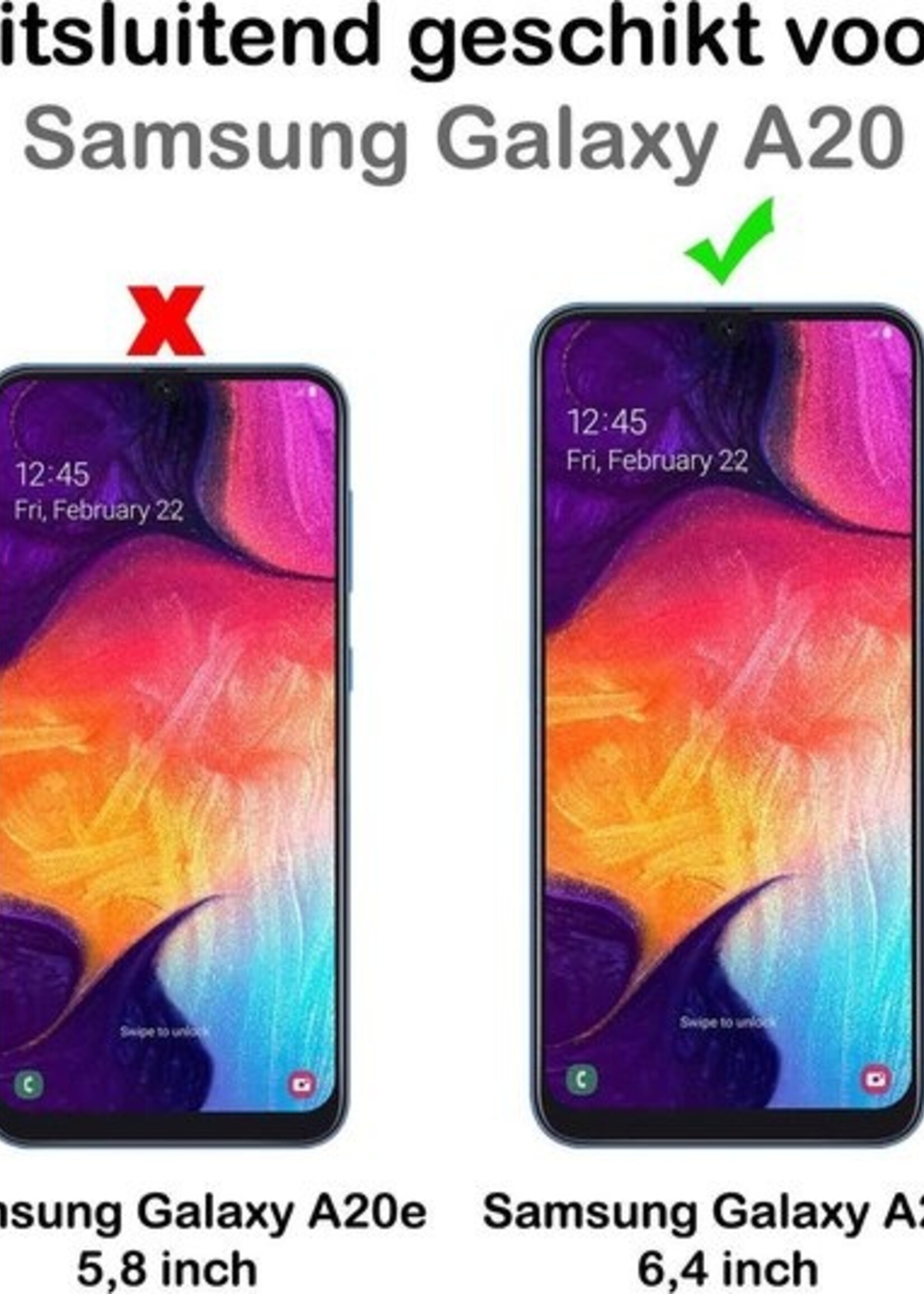 BTH Screenprotector Geschikt voor Samsung A20 Screenprotector Glas Gehard Tempered Glass Full Cover - Screenprotector Geschikt voor Samsung Galaxy A20 Screen Protector Screen Cover