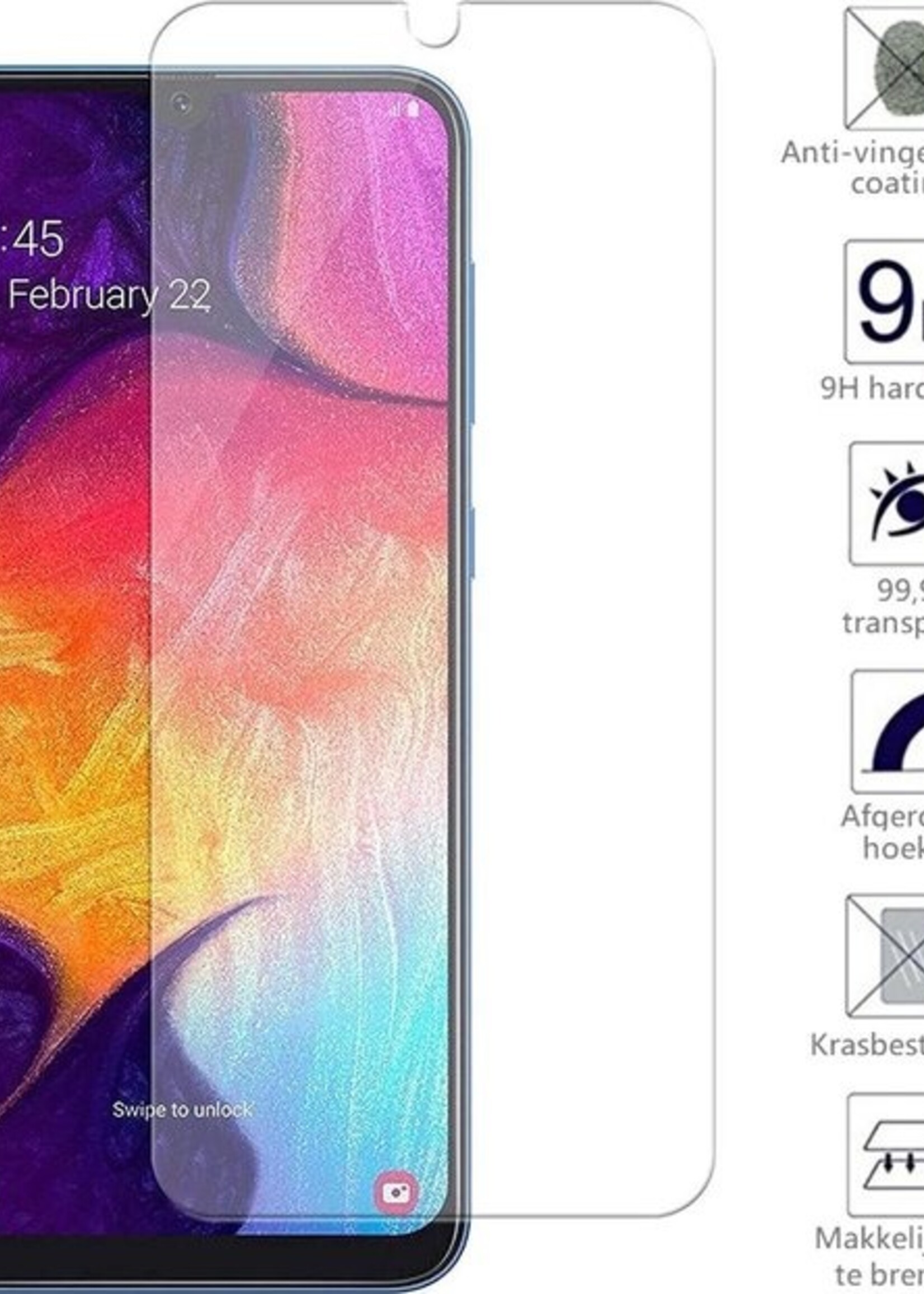 BTH Screenprotector Geschikt voor Samsung Galaxy A50 Screenprotector Glas Gehard Tempered Glass - Screenprotector Geschikt voor Samsung A50 Screen Protector Screen Cover