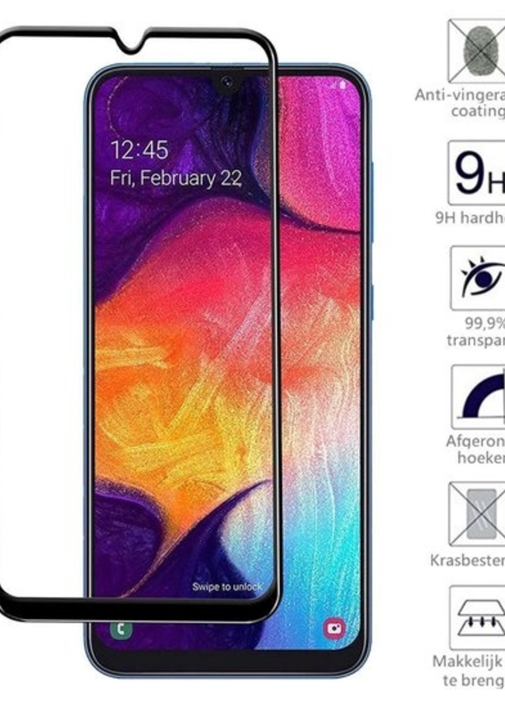 BTH Screenprotector Geschikt voor Samsung Galaxy A50 Screenprotector Glas Gehard Tempered Glass Full Cover - Screenprotector Geschikt voor Samsung A50 Screen Protector Screen Cover