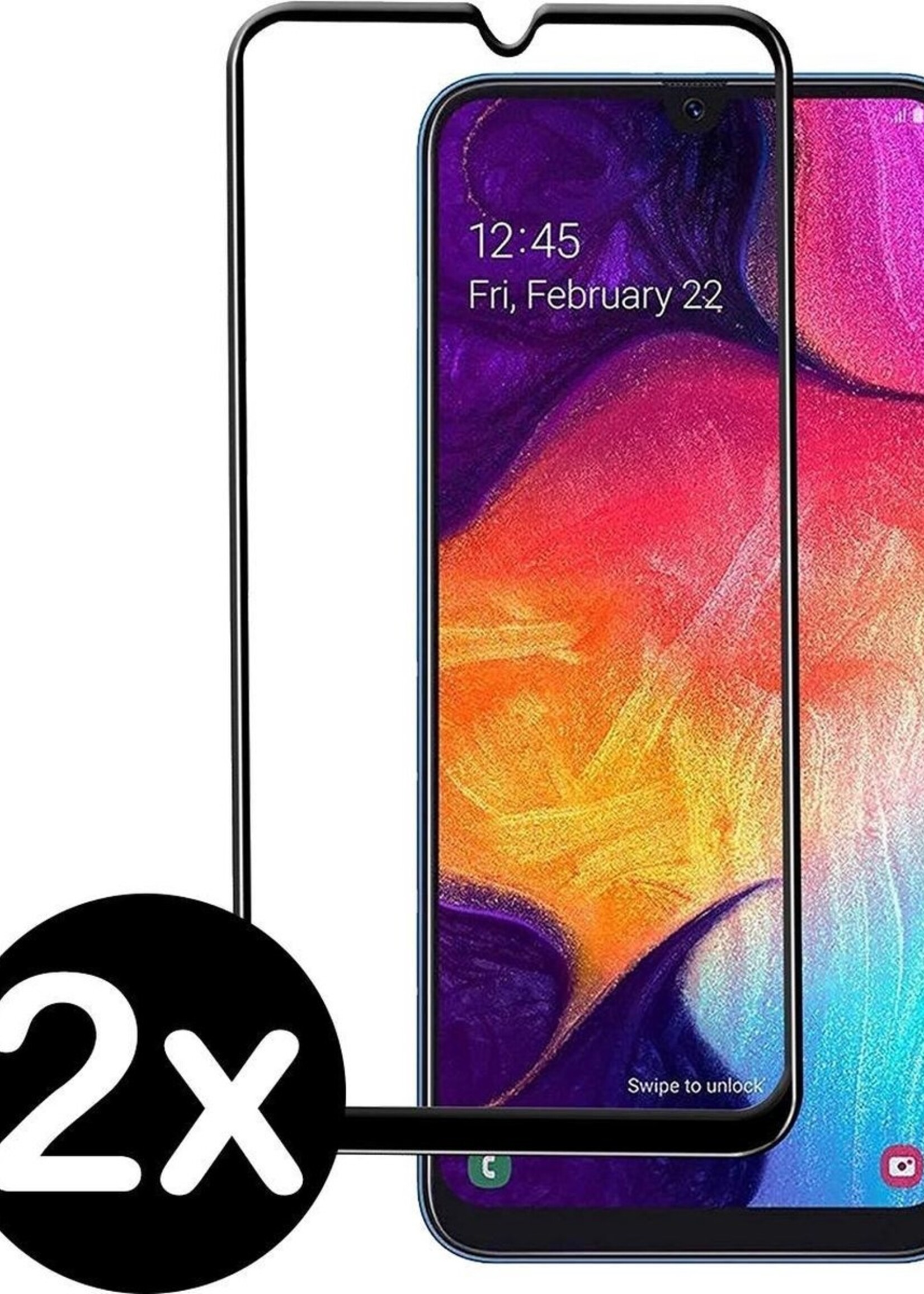 BTH Screenprotector Geschikt voor Samsung Galaxy A20/A30/A50 Screenprotector Glas Gehard Tempered Glass Full Cover - Screenprotector Geschikt voor Samsung A20/A30/A50 Screen Protector Screen Cover - 2 PACK