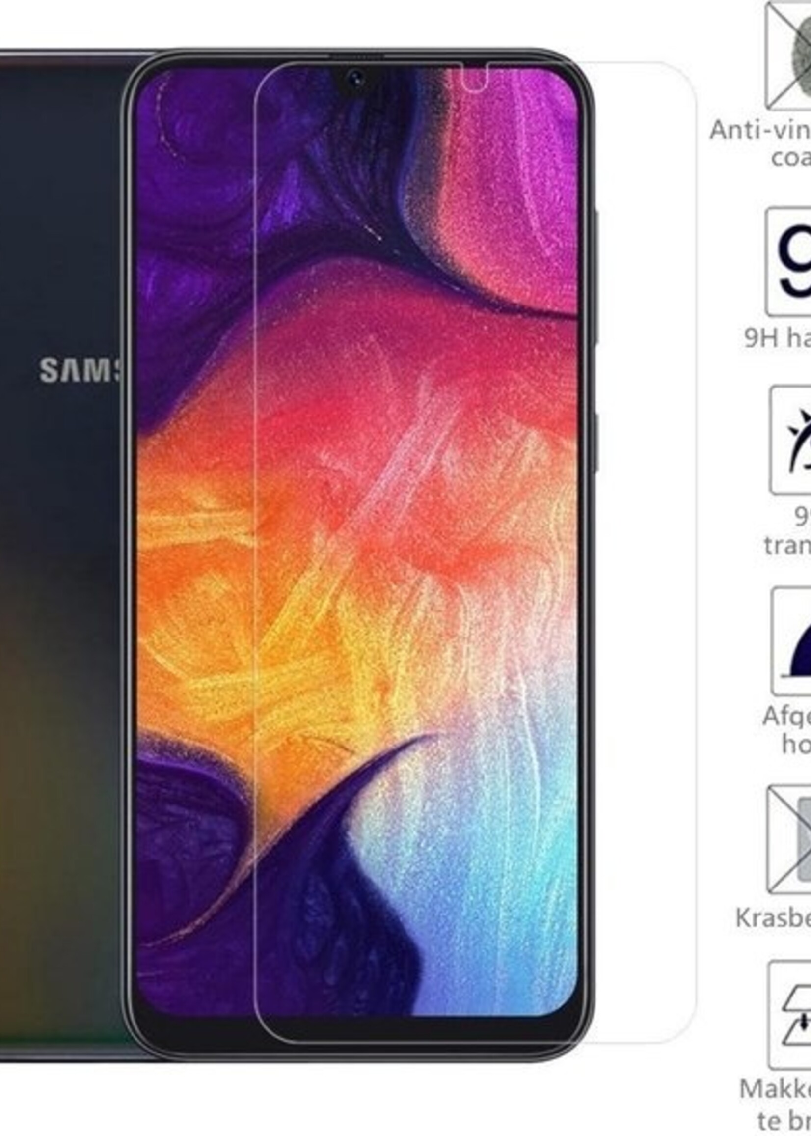 BTH Screenprotector Geschikt voor Samsung Galaxy A50 Screenprotector Glas Gehard Tempered Glass - Screenprotector Geschikt voor Samsung A50 Screen Protector Screen Cover - 2 PACK