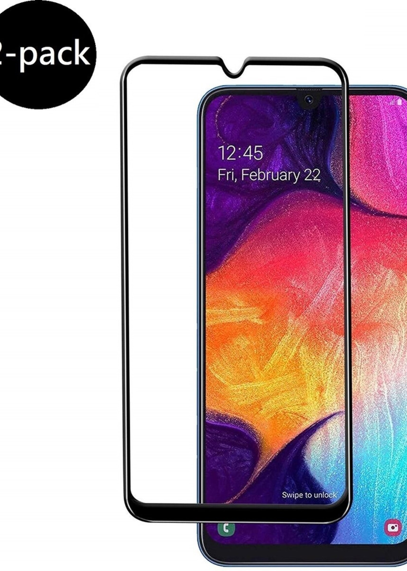 BTH Screenprotector Geschikt voor Samsung Galaxy A50 Screenprotector Glas Gehard Tempered Glass Full Cover - Screenprotector Geschikt voor Samsung A50 Screen Protector Screen Cover - 2 PACK