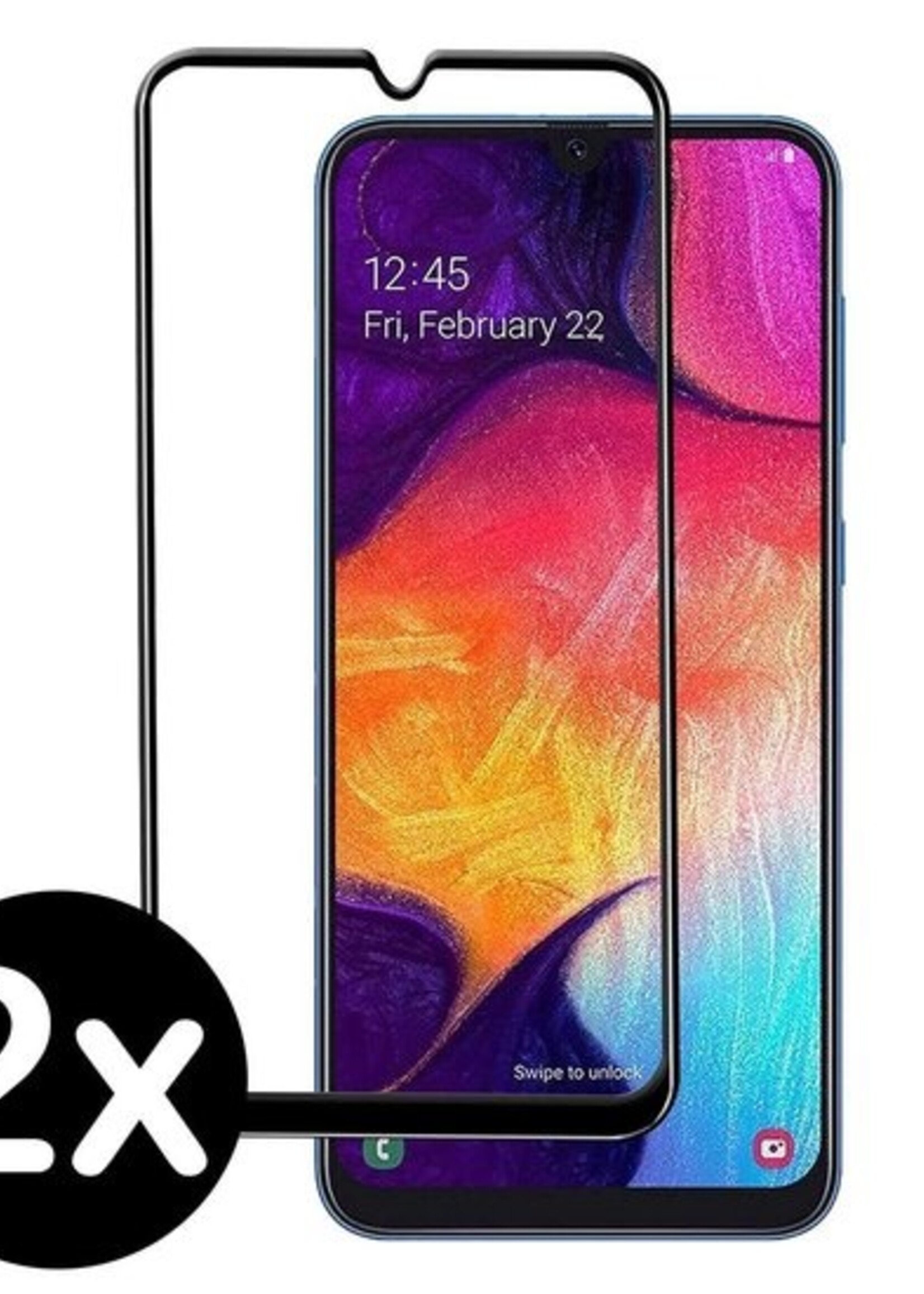 BTH Screenprotector Geschikt voor Samsung Galaxy A50 Screenprotector Glas Gehard Tempered Glass Full Cover - Screenprotector Geschikt voor Samsung A50 Screen Protector Screen Cover - 2 PACK