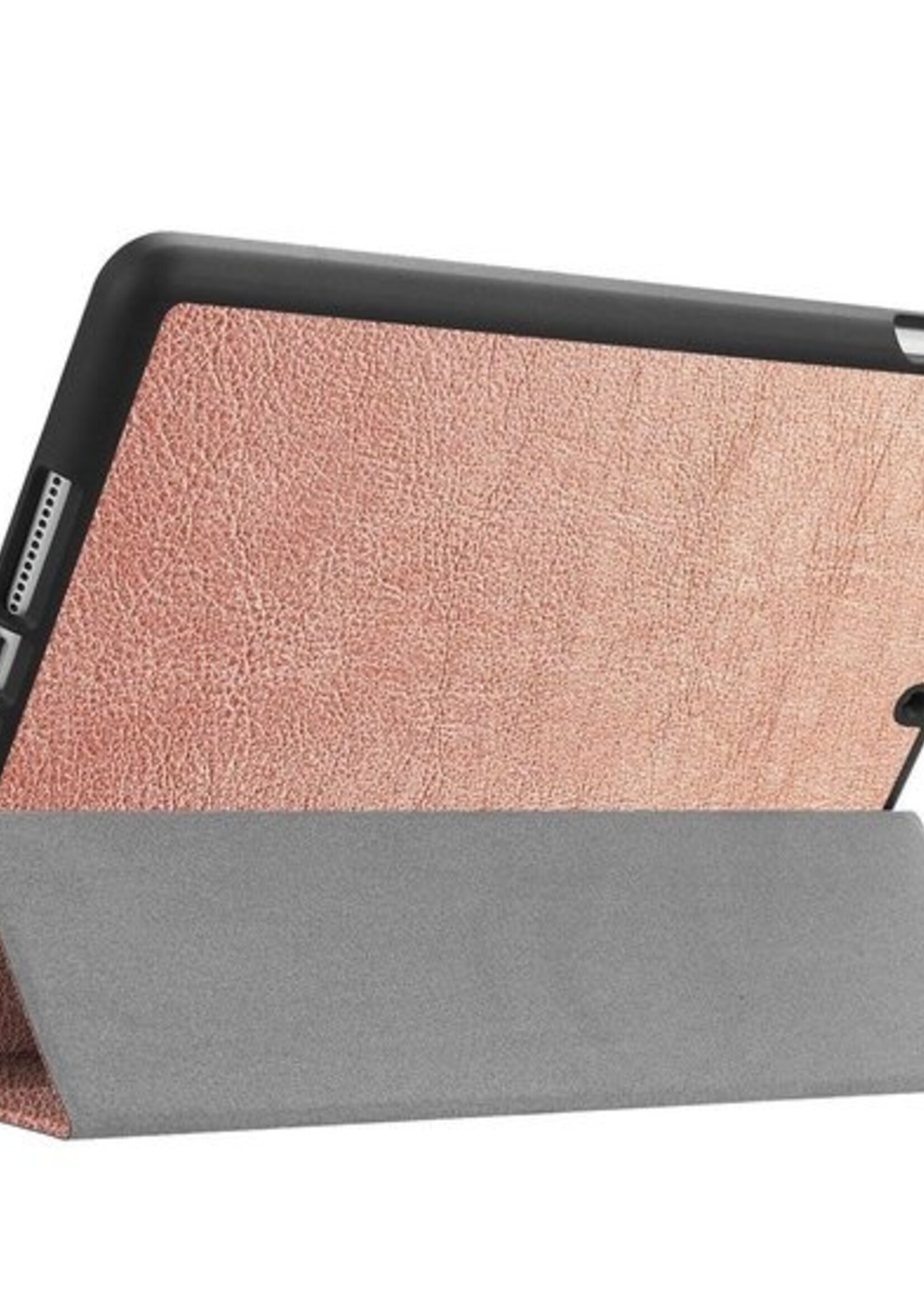 BTH Hoes Geschikt voor iPad Air 1/2 / Pro 9.7 / 2017/2018 Hoes Book Case Hoesje Trifold Cover - Hoesje Geschikt voor iPad Air 1/2 / Pro 9.7 / 5/6 Hoesje Bookcase - Rosé goud