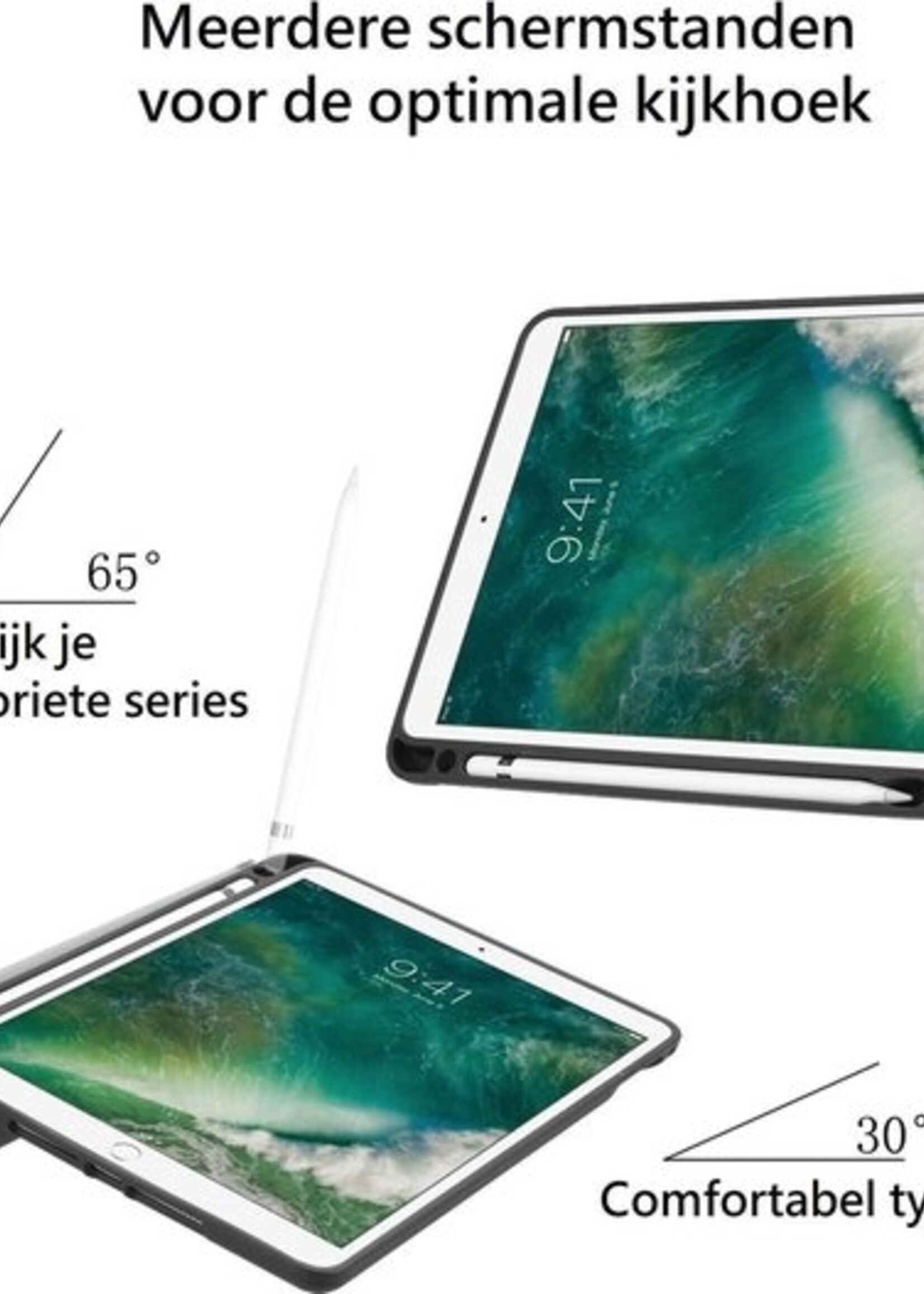 BTH Hoes Geschikt voor iPad Air 1/2 / Pro 9.7 / 2017/2018 Hoes Book Case Hoesje Trifold Cover - Hoesje Geschikt voor iPad Air 1/2 / Pro 9.7 / 5/6 Hoesje Bookcase - Paars