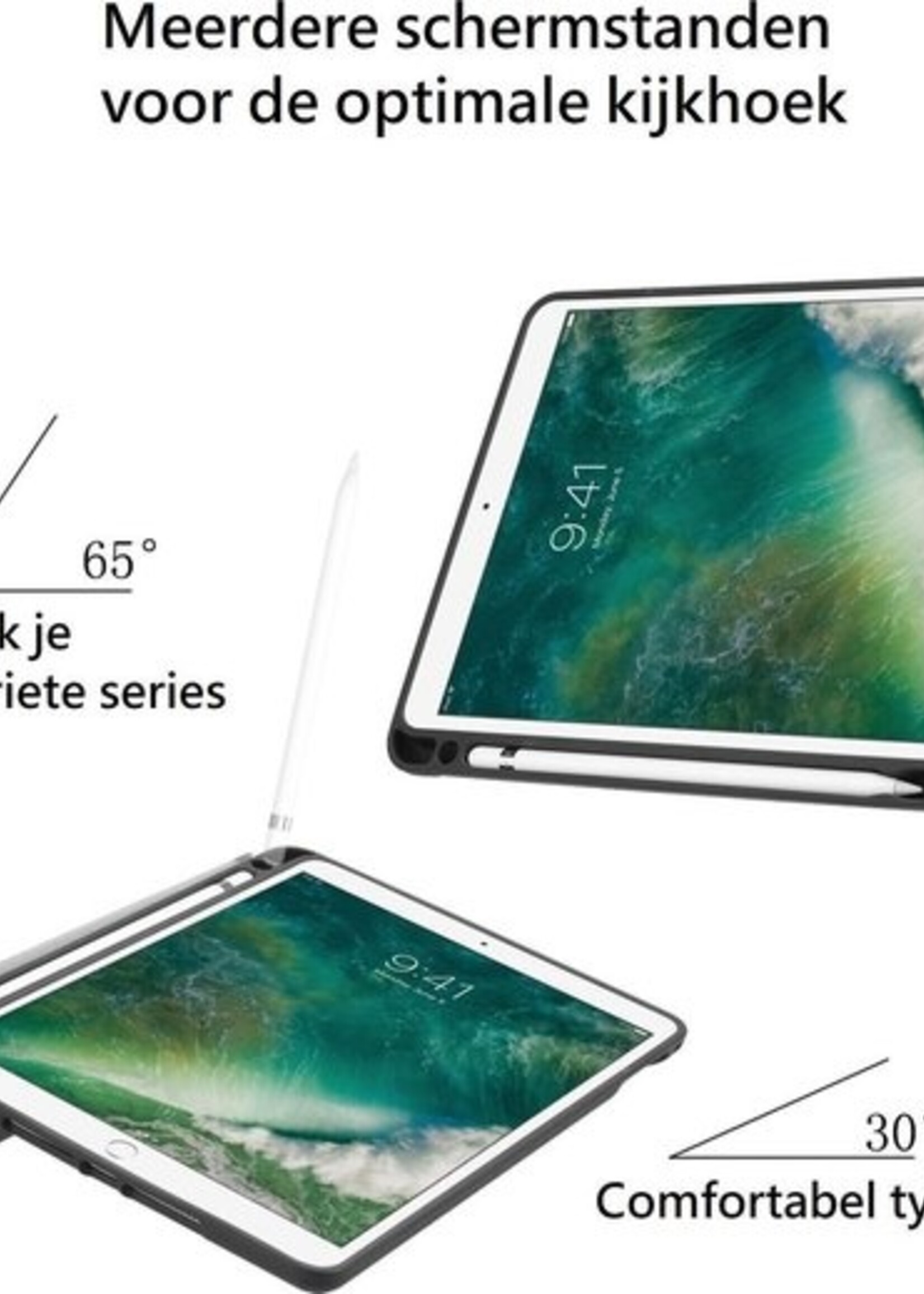 BTH Hoes Geschikt voor iPad Air 1/2 / Pro 9.7 / 2017/2018 Hoes Book Case Hoesje Trifold Cover - Hoesje Geschikt voor iPad Air 1/2 / Pro 9.7 / 5/6 Hoesje Bookcase - Blauw