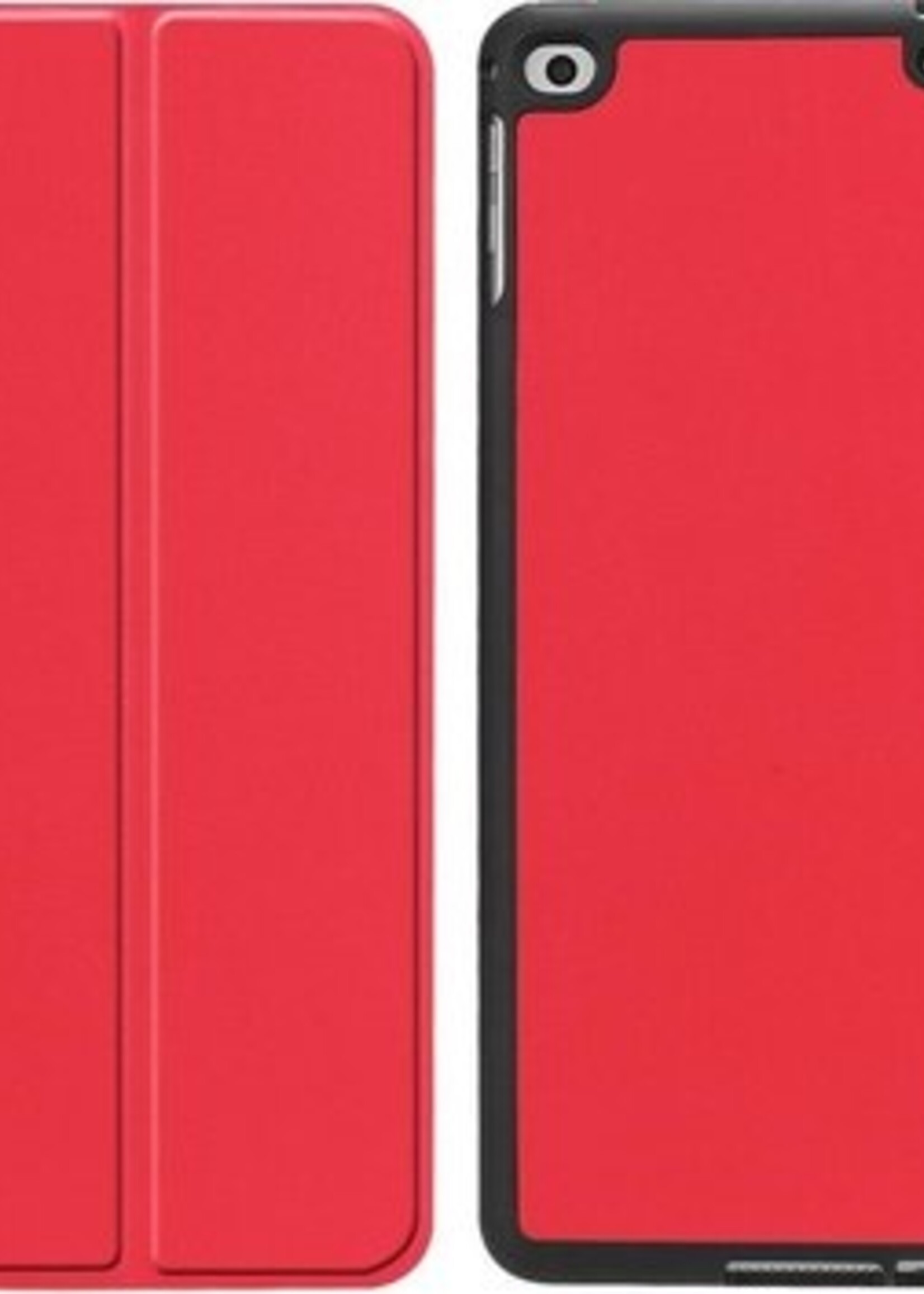 BTH Hoes Geschikt voor iPad 2017 Hoes Book Case Hoesje Trifold Cover - Hoesje Geschikt voor iPad 5 Hoesje Bookcase - Rood