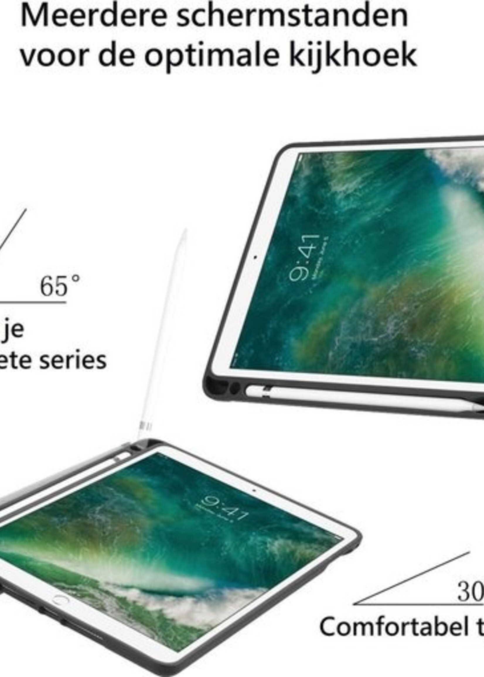 BTH Hoes Geschikt voor iPad Air 1 Hoes Book Case Hoesje Trifold Cover - Hoesje Geschikt voor iPad 6 Hoesje Bookcase - Blauw