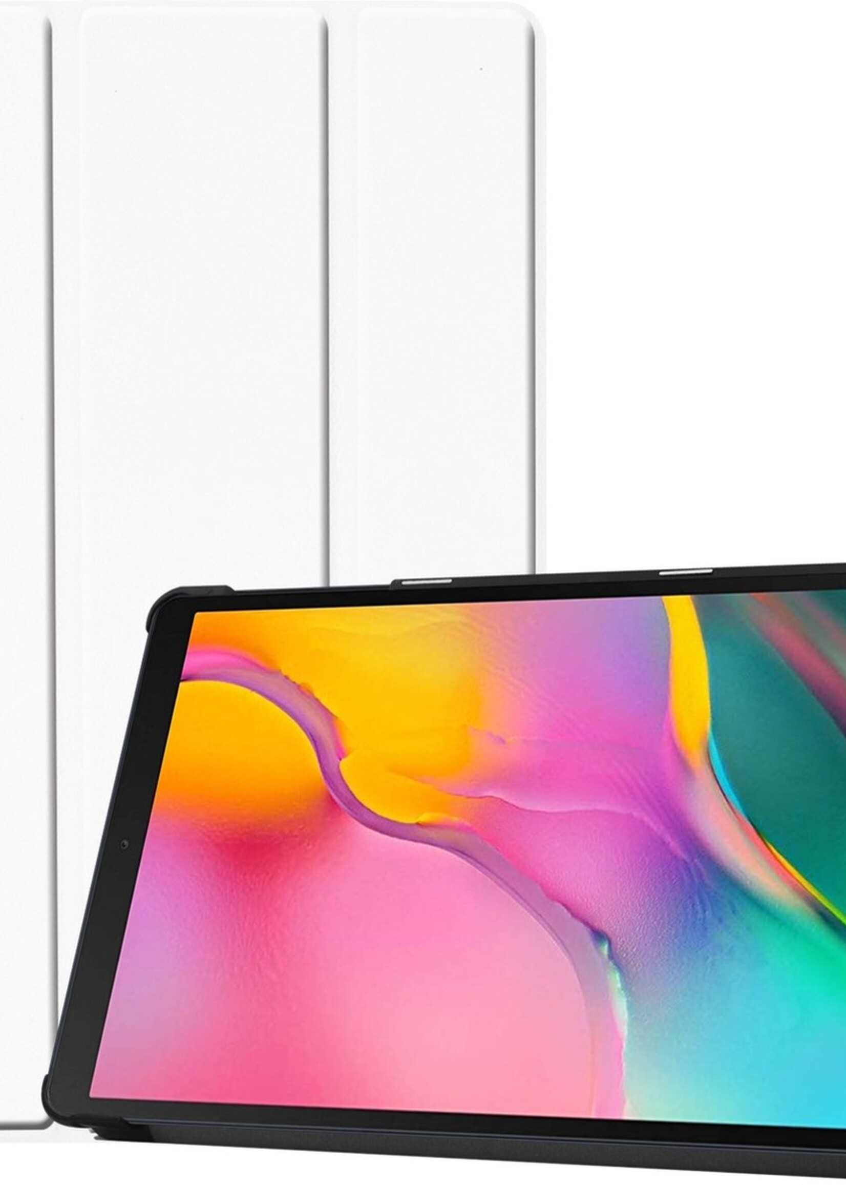 BTH Hoes Geschikt voor iPad Air 1/2 / Pro 9.7 / 2017/2018 Hoes Book Case Hoesje Trifold Cover - Hoesje Geschikt voor iPad Air 1/2 / Pro 9.7 / 5/6 Hoesje Bookcase - Wit