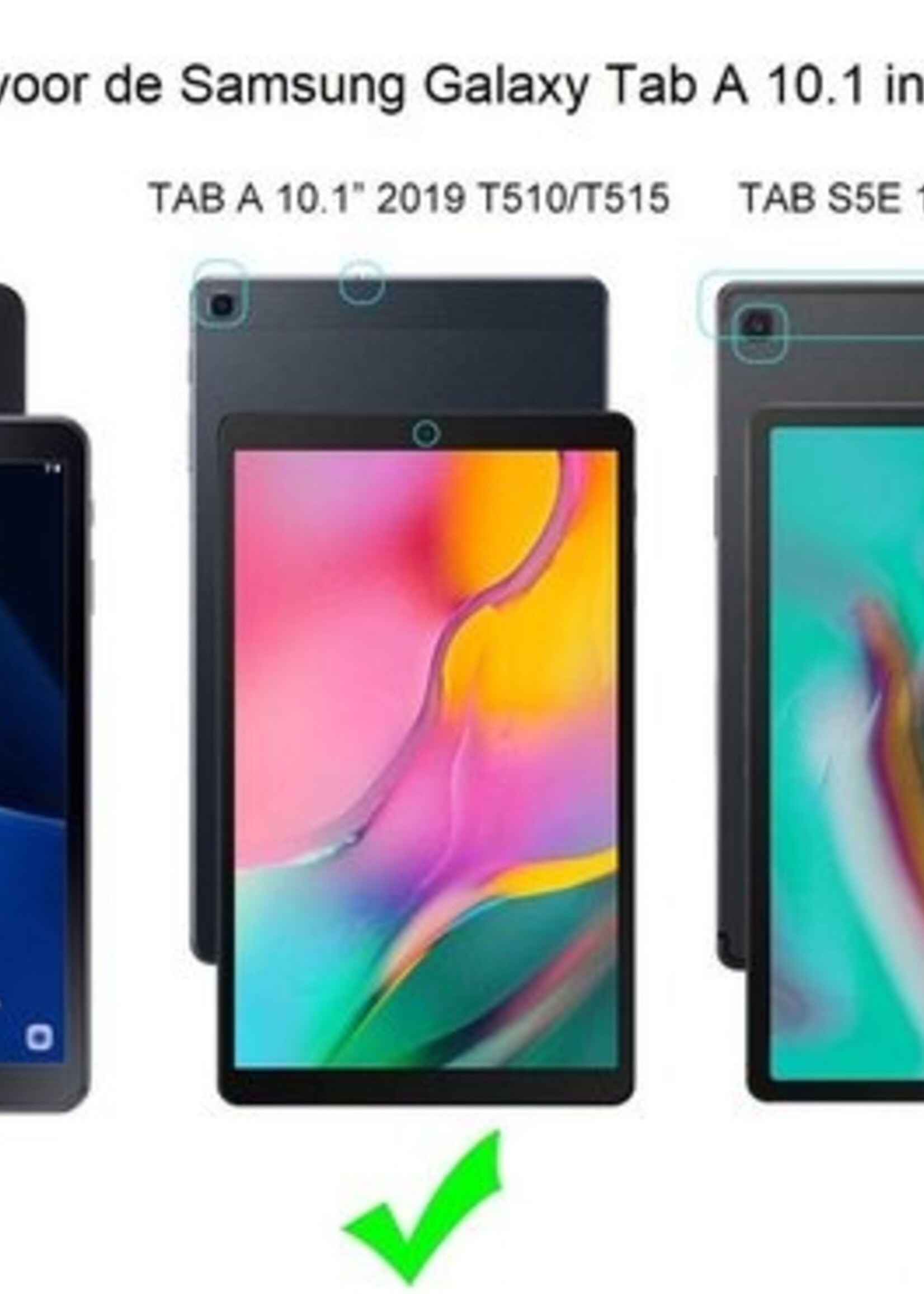 BTH Hoes Geschikt voor Samsung Galaxy Tab A 10.1 2019 Hoes Case 360 Draaibare Hoes Cover - Hoesje Geschikt voor Samsung Tab A 10.1 2019 Hoesje Draaibaar - Roze