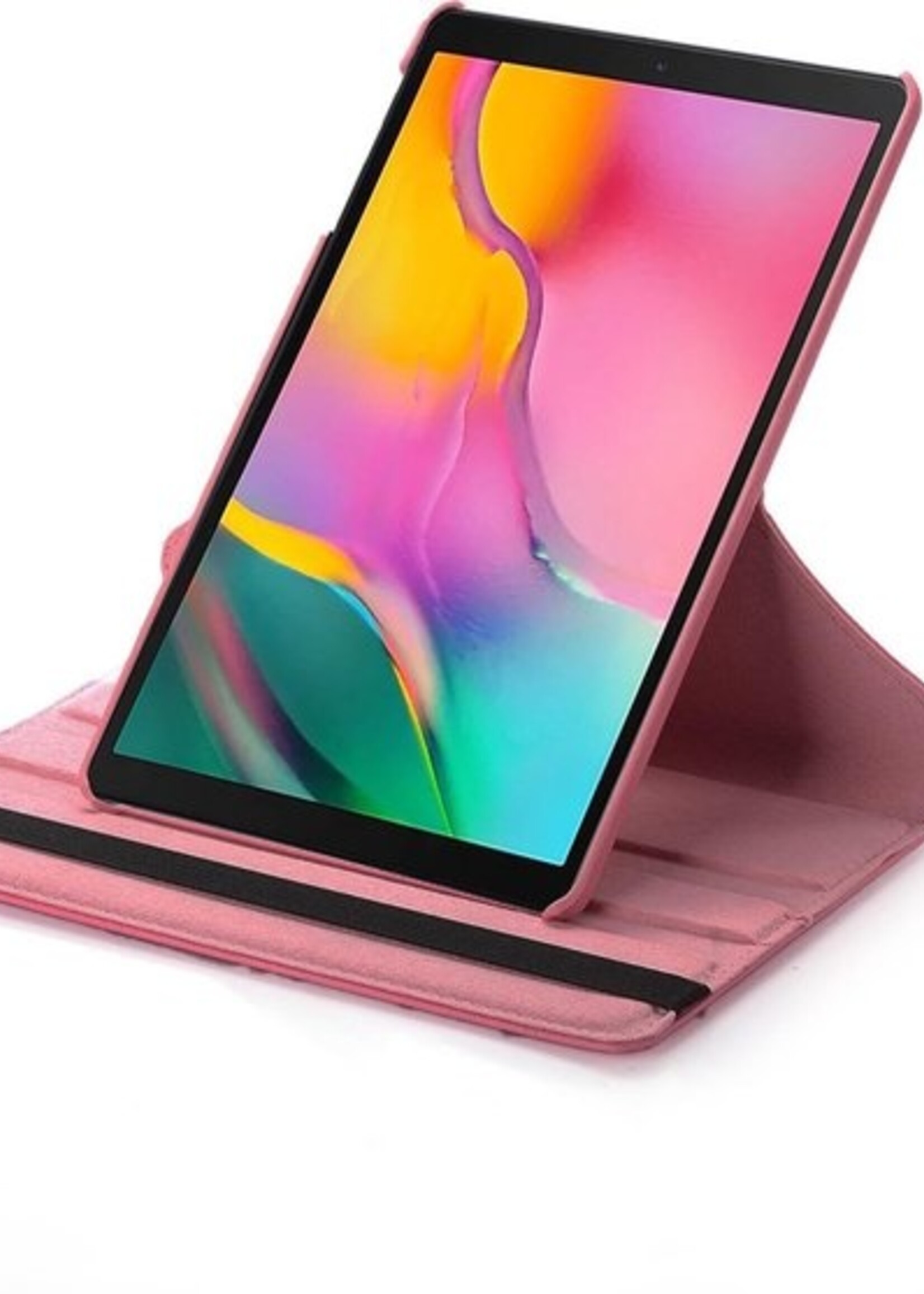 BTH Hoes Geschikt voor Samsung Galaxy Tab A 10.1 2019 Hoes Case 360 Draaibare Hoes Cover - Hoesje Geschikt voor Samsung Tab A 10.1 2019 Hoesje Draaibaar - Roze