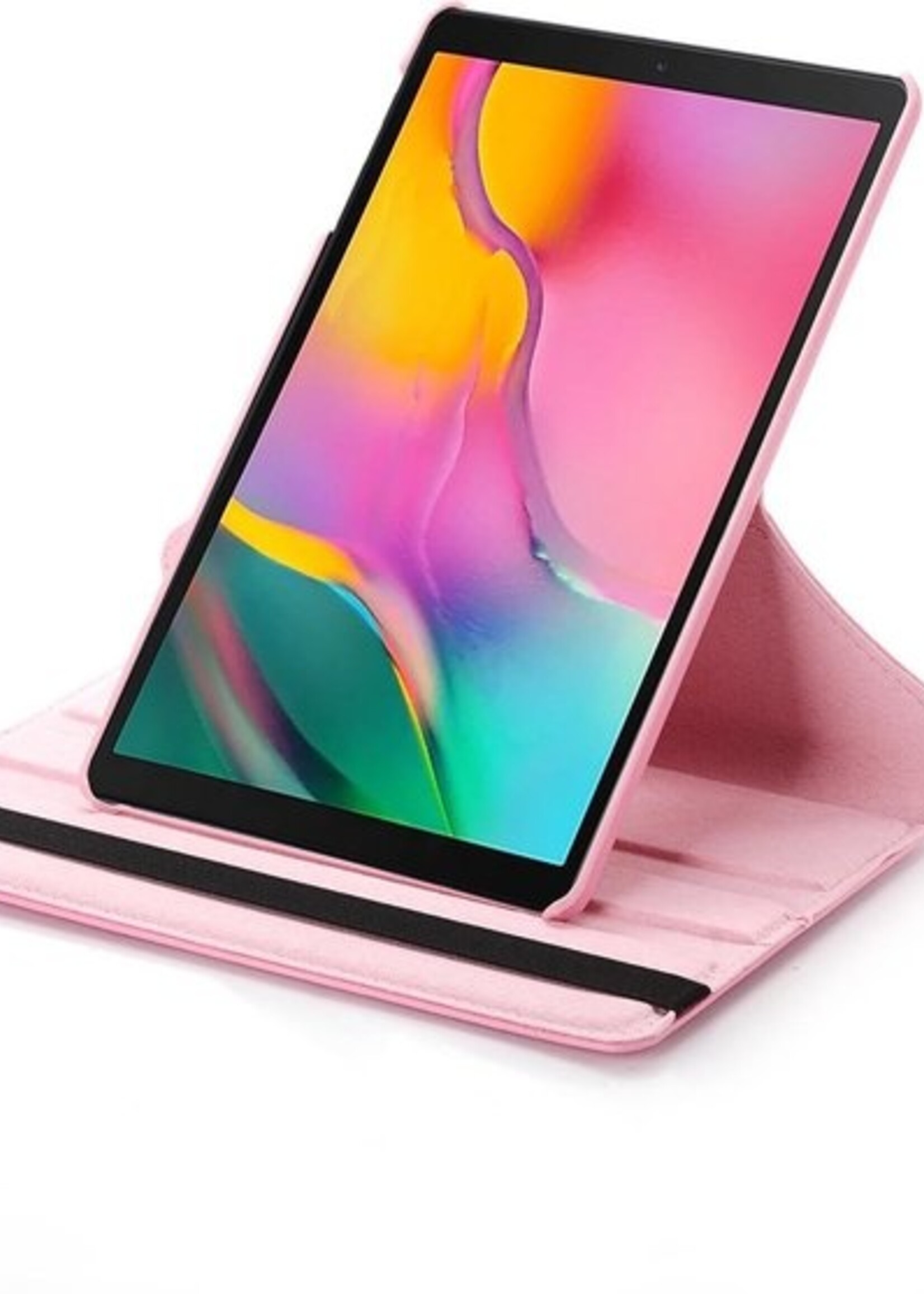BTH Hoes Geschikt voor Samsung Galaxy Tab A 10.1 2019 Hoes Case 360 Draaibare Hoes Cover - Hoesje Geschikt voor Samsung Tab A 10.1 2019 Hoesje Draaibaar - Roze