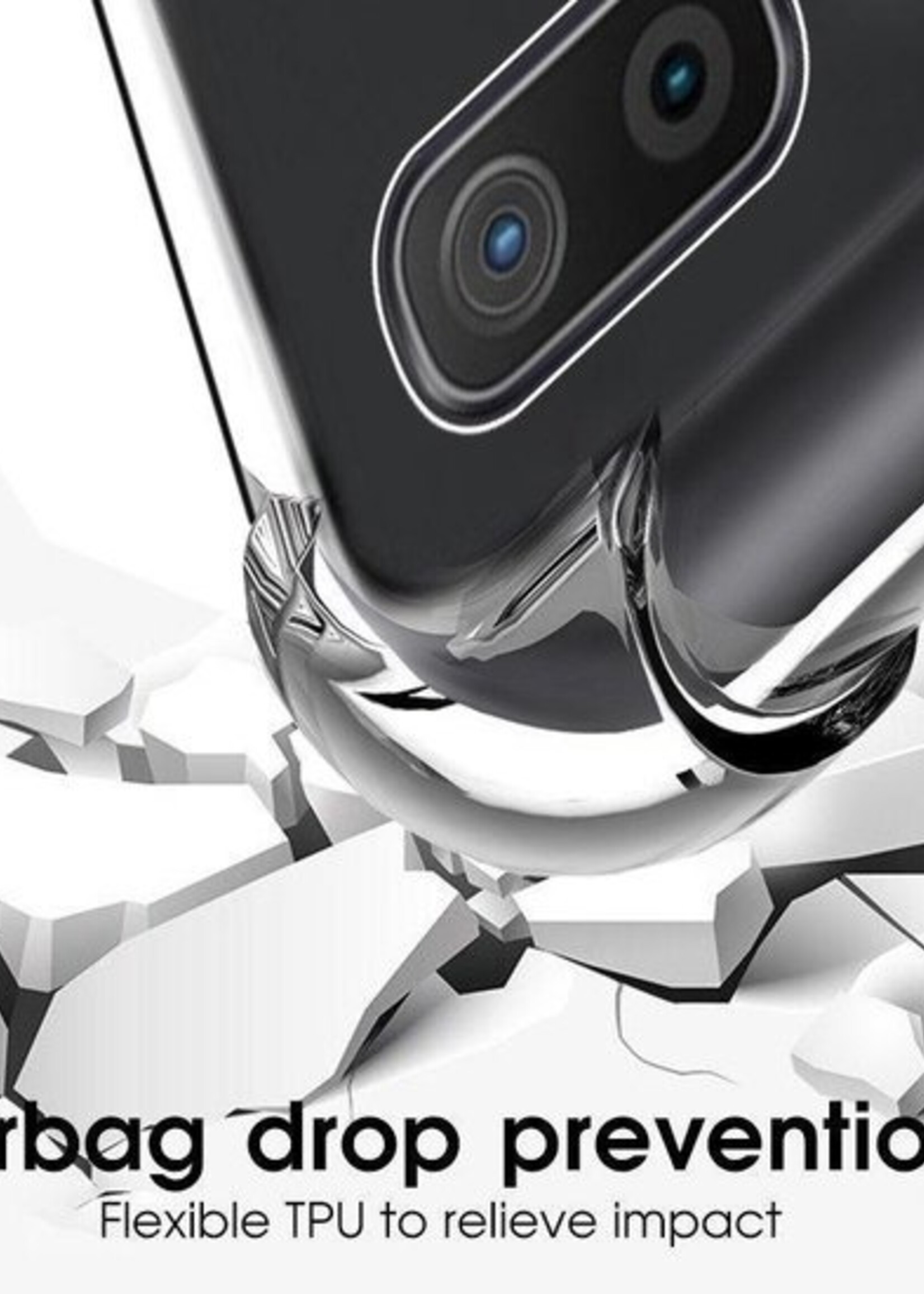 BTH Hoesje Geschikt voor Samsung Galaxy A50 Hoesje Siliconen Shock Proof Case Hoes - Hoes Geschikt voor Samsung A50 Hoes Cover Case Shockproof - Transparant