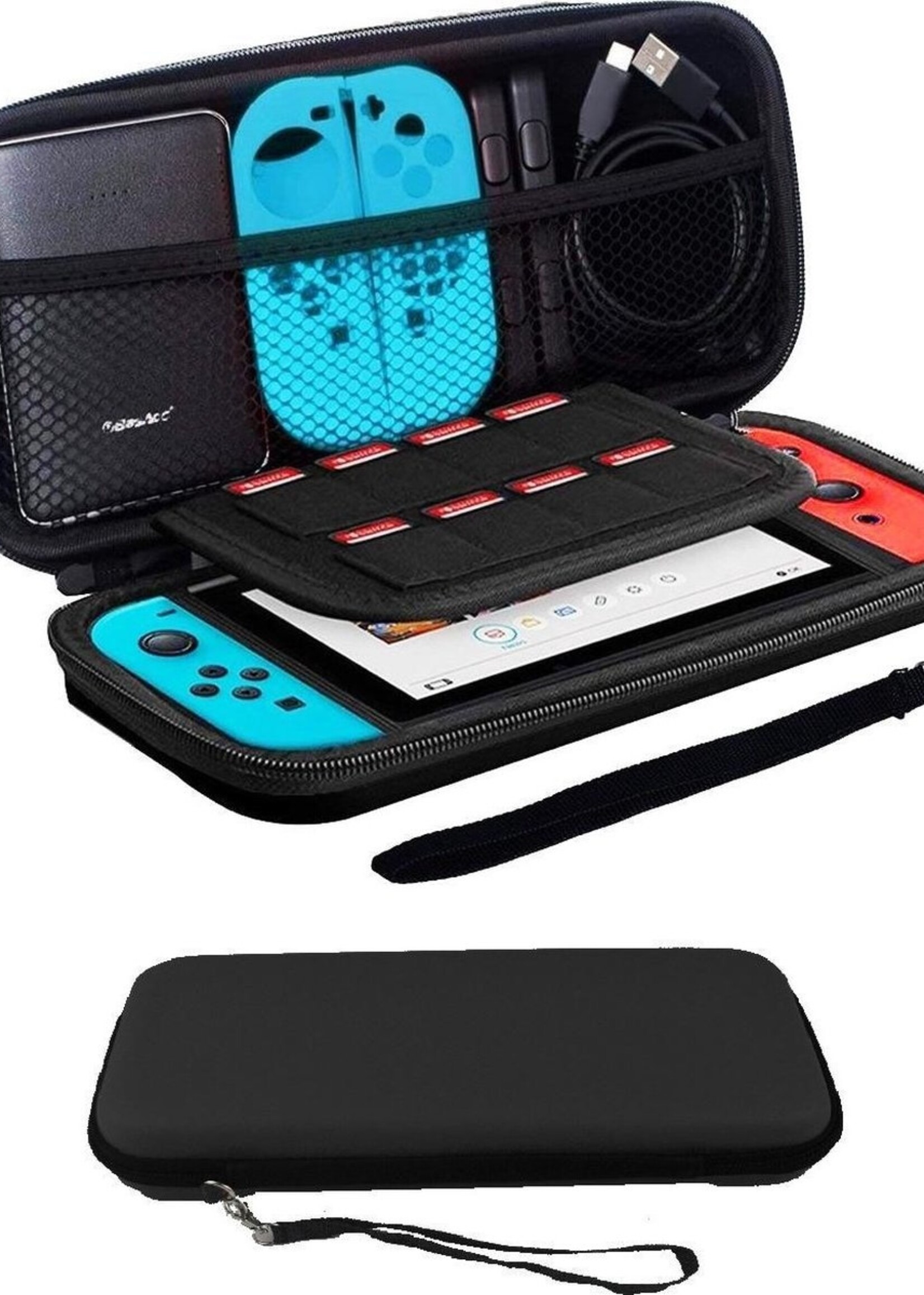 BTH Hoes Geschikt voor Nintendo Switch Case Hard Cover Bescherm Hoesje Koord - Case Geschikt voor Nintendo Switch Hoes - Wit