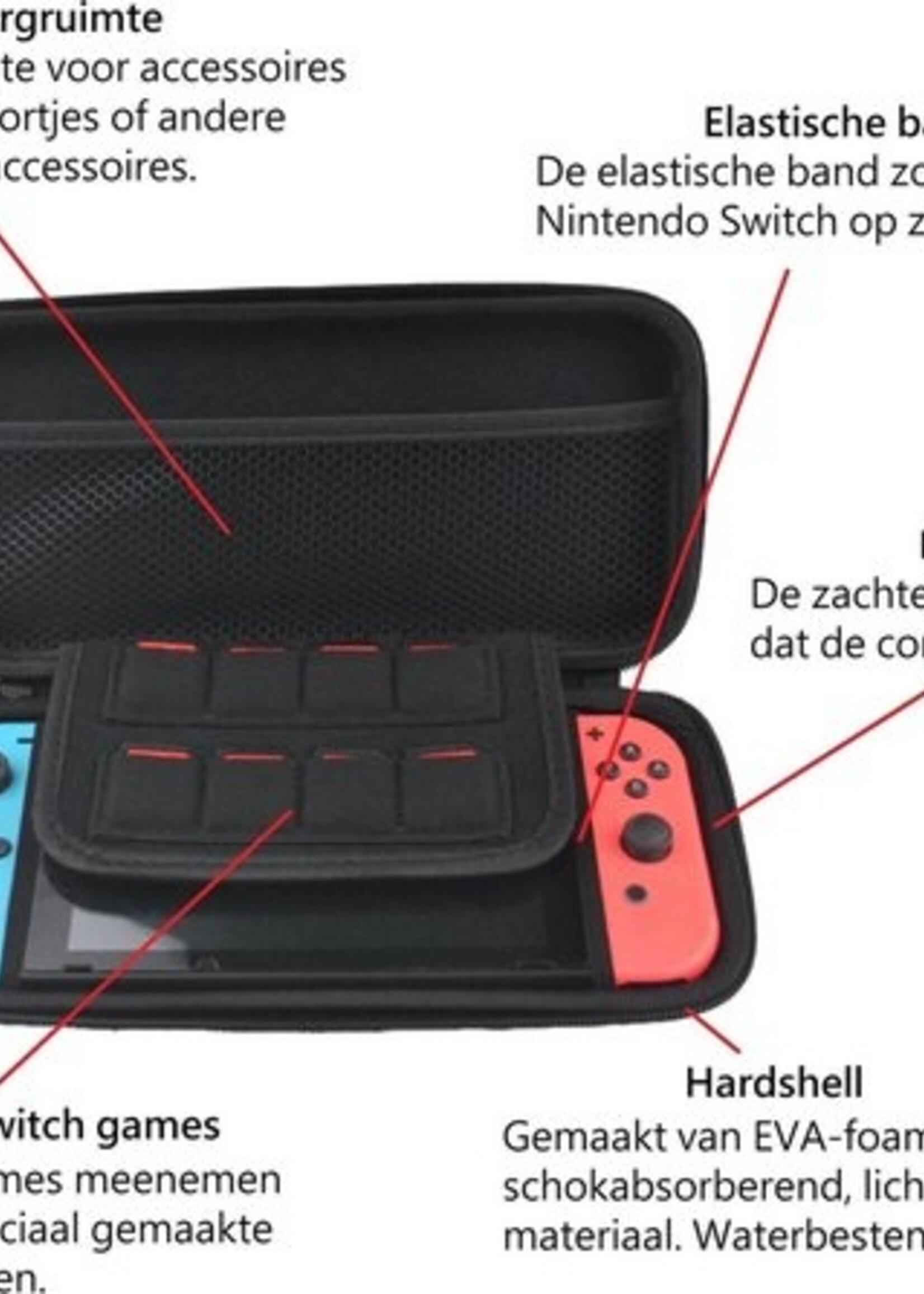 BTH Hoes Geschikt voor Nintendo Switch Case Hard Cover Bescherm Hoesje Koord - Case Geschikt voor Nintendo Switch Hoes - Grijs