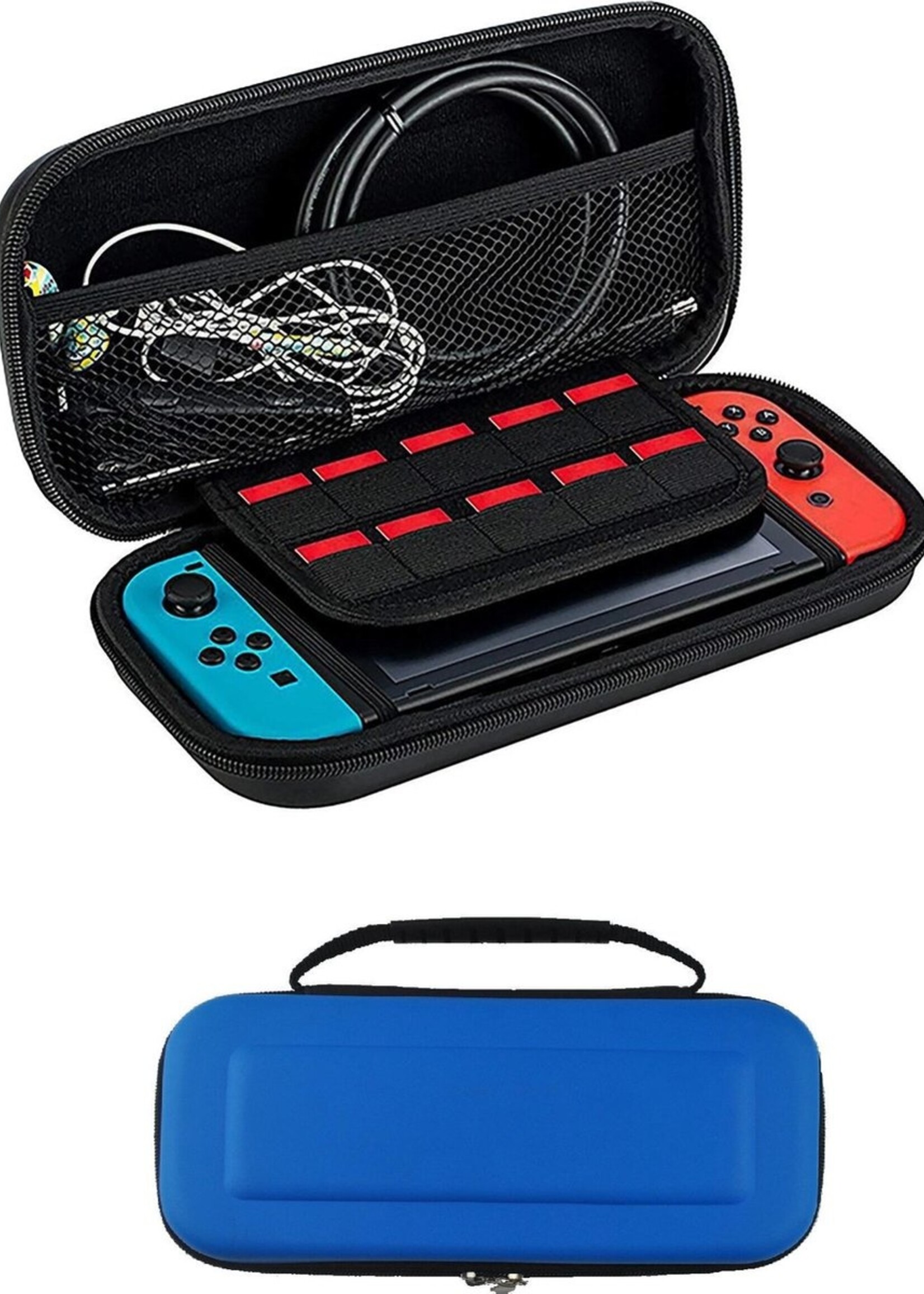 BTH Hoes Geschikt voor Nintendo Switch Case Hard Cover Bescherm Hoesje - Case Geschikt voor Nintendo Switch Hoes - Blauw
