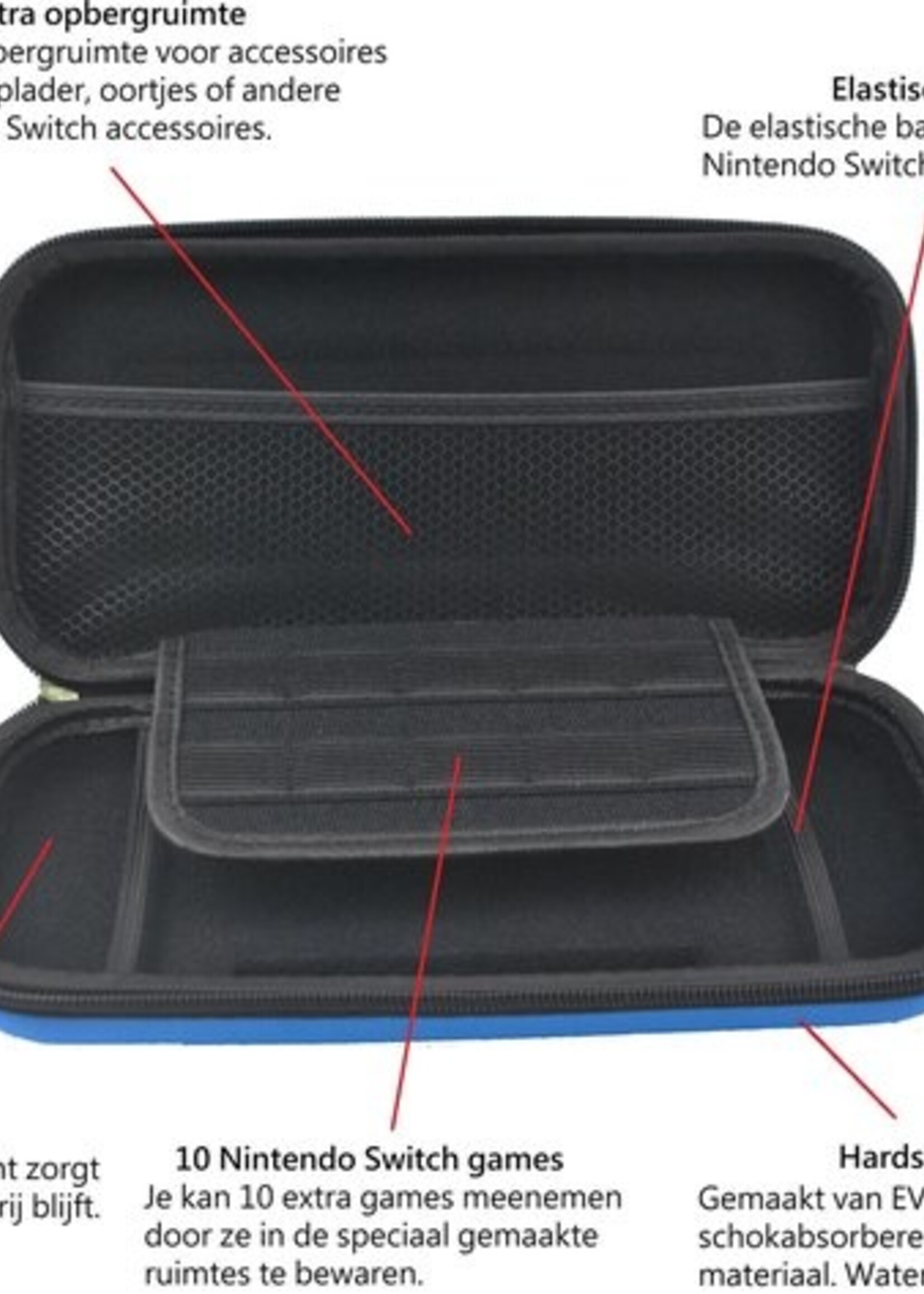 BTH Hoes Geschikt voor Nintendo Switch Case Hard Cover Bescherm Hoesje - Case Geschikt voor Nintendo Switch Hoes - Blauw