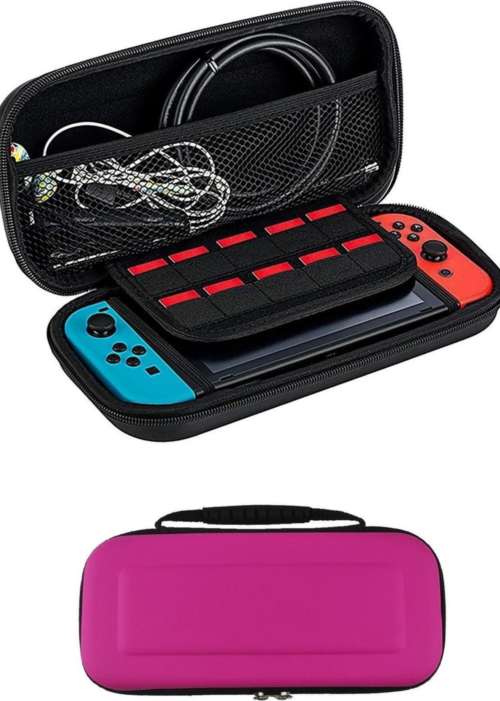 BTH Hoes Geschikt voor Nintendo Switch Case Hard Cover Bescherm Hoesje - Case Geschikt voor Nintendo Switch Hoes - Roze
