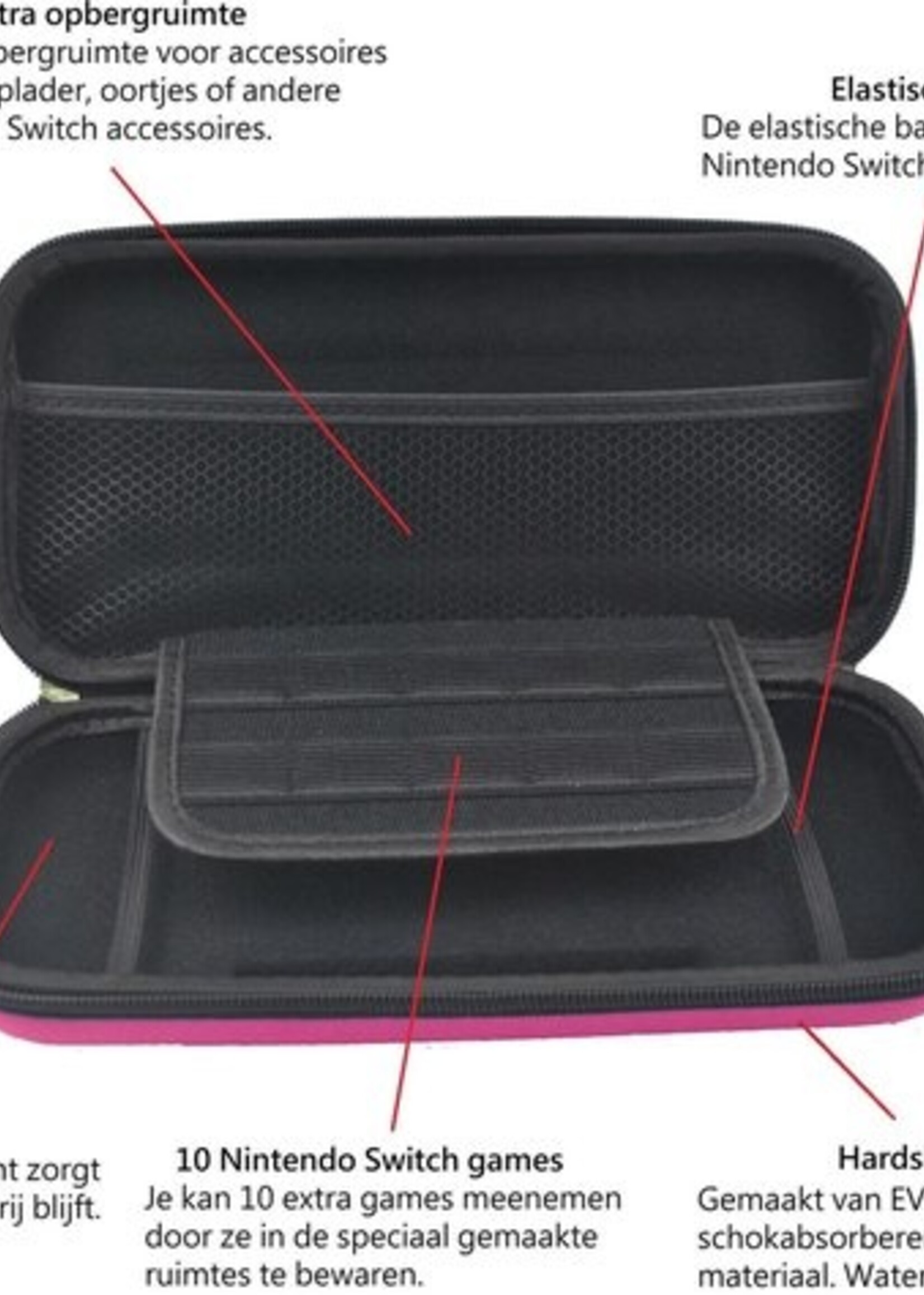 BTH Hoes Geschikt voor Nintendo Switch Case Hard Cover Bescherm Hoesje - Case Geschikt voor Nintendo Switch Hoes - Roze