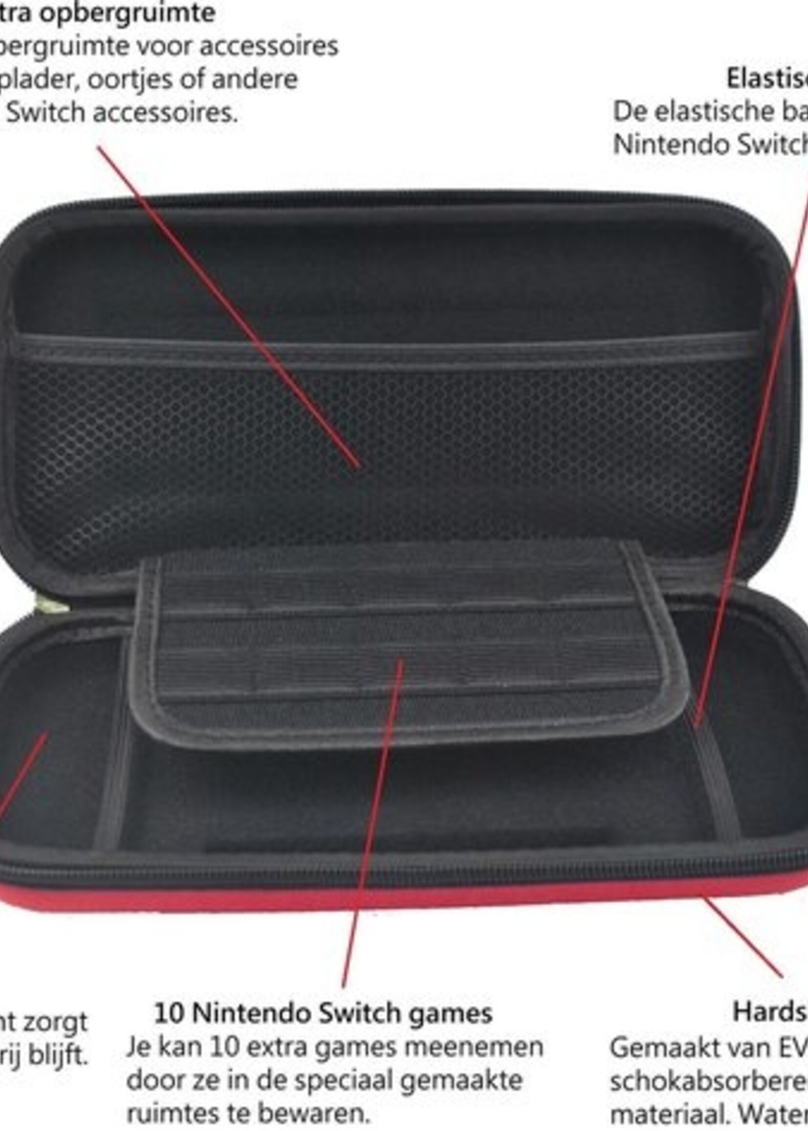 BTH Hoes Geschikt voor Nintendo Switch Case Hard Cover Bescherm Hoesje - Case Geschikt voor Nintendo Switch Hoes - Rood