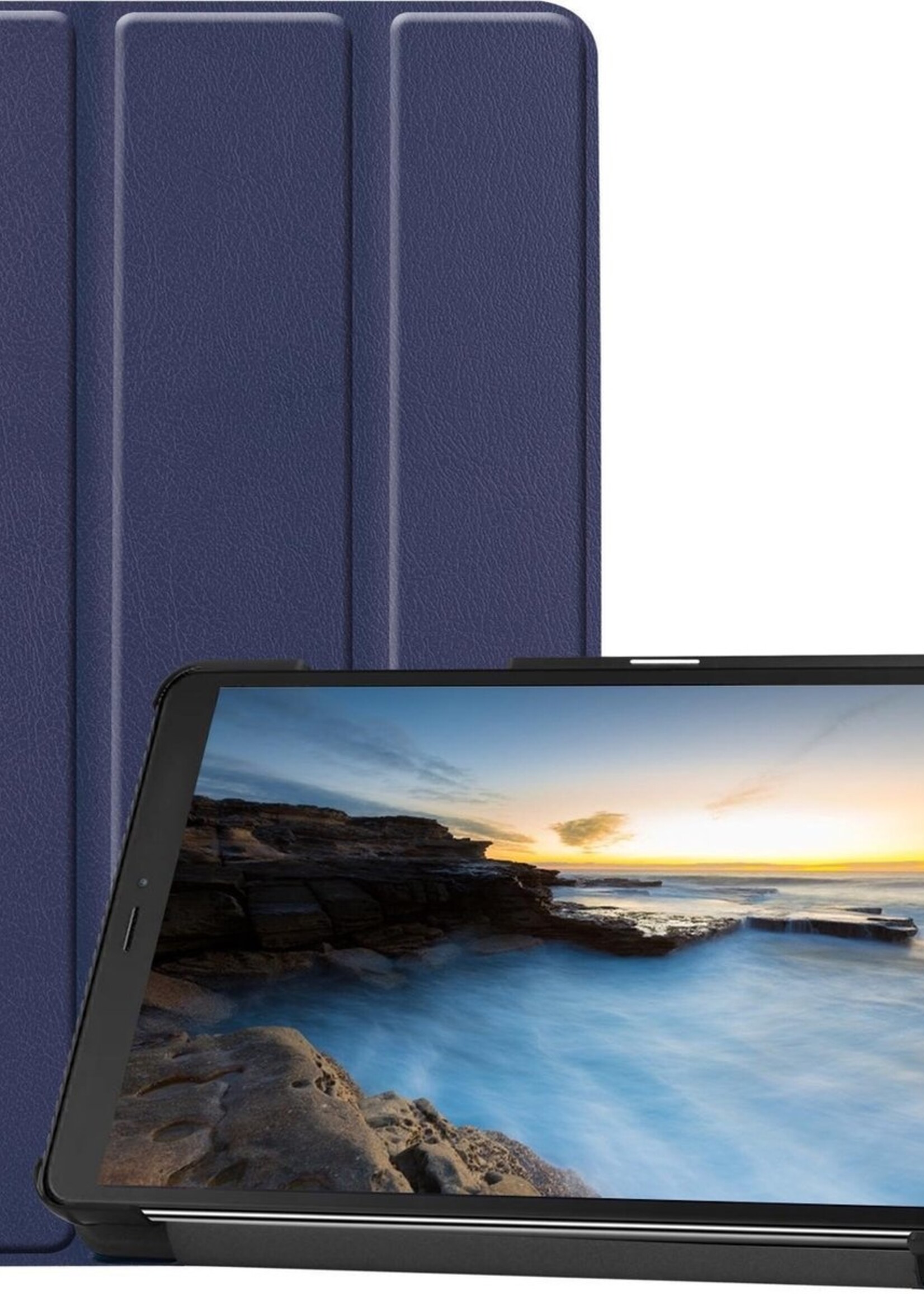 BTH Hoes Geschikt voor Samsung Galaxy Tab A 8.0 (2019) Hoes Book Case Hoesje Trifold Cover - Hoesje Geschikt voor Samsung Tab A 8.0 (2019) Hoesje Bookcase - Blauw