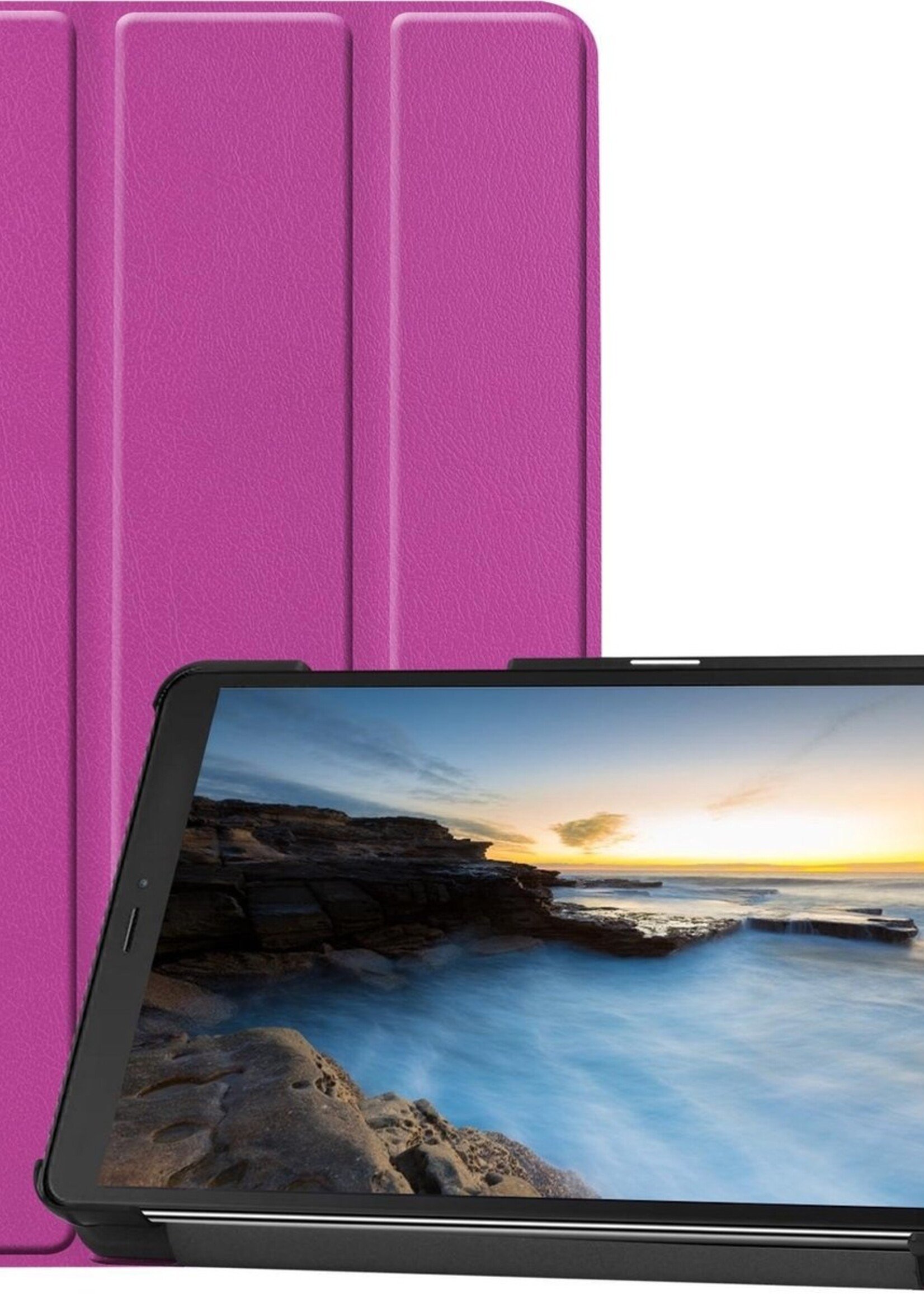 BTH Hoes Geschikt voor Samsung Galaxy Tab A 8.0 (2019) Hoes Book Case Hoesje Trifold Cover - Hoesje Geschikt voor Samsung Tab A 8.0 (2019) Hoesje Bookcase - Paars