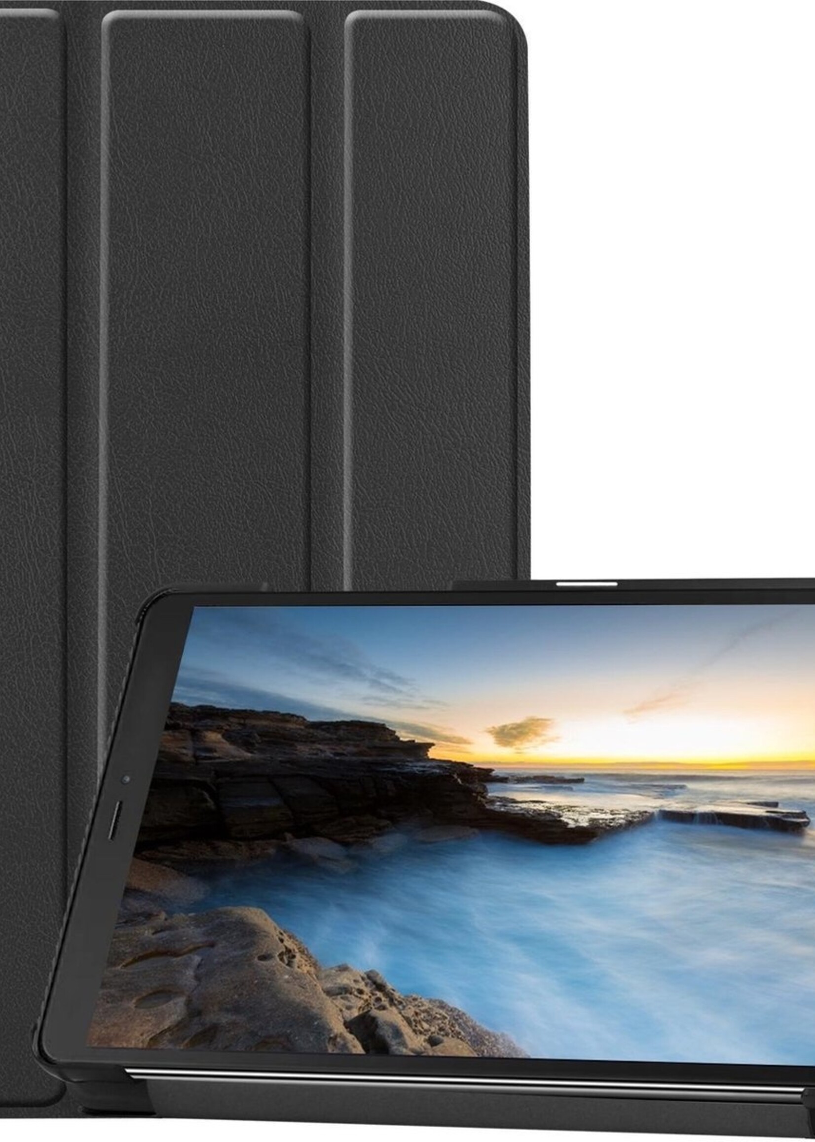 BTH Hoes Geschikt voor Samsung Galaxy Tab A 8.0 (2019) Hoes Book Case Hoesje Trifold Cover - Hoesje Geschikt voor Samsung Tab A 8.0 (2019) Hoesje Bookcase - Zwart