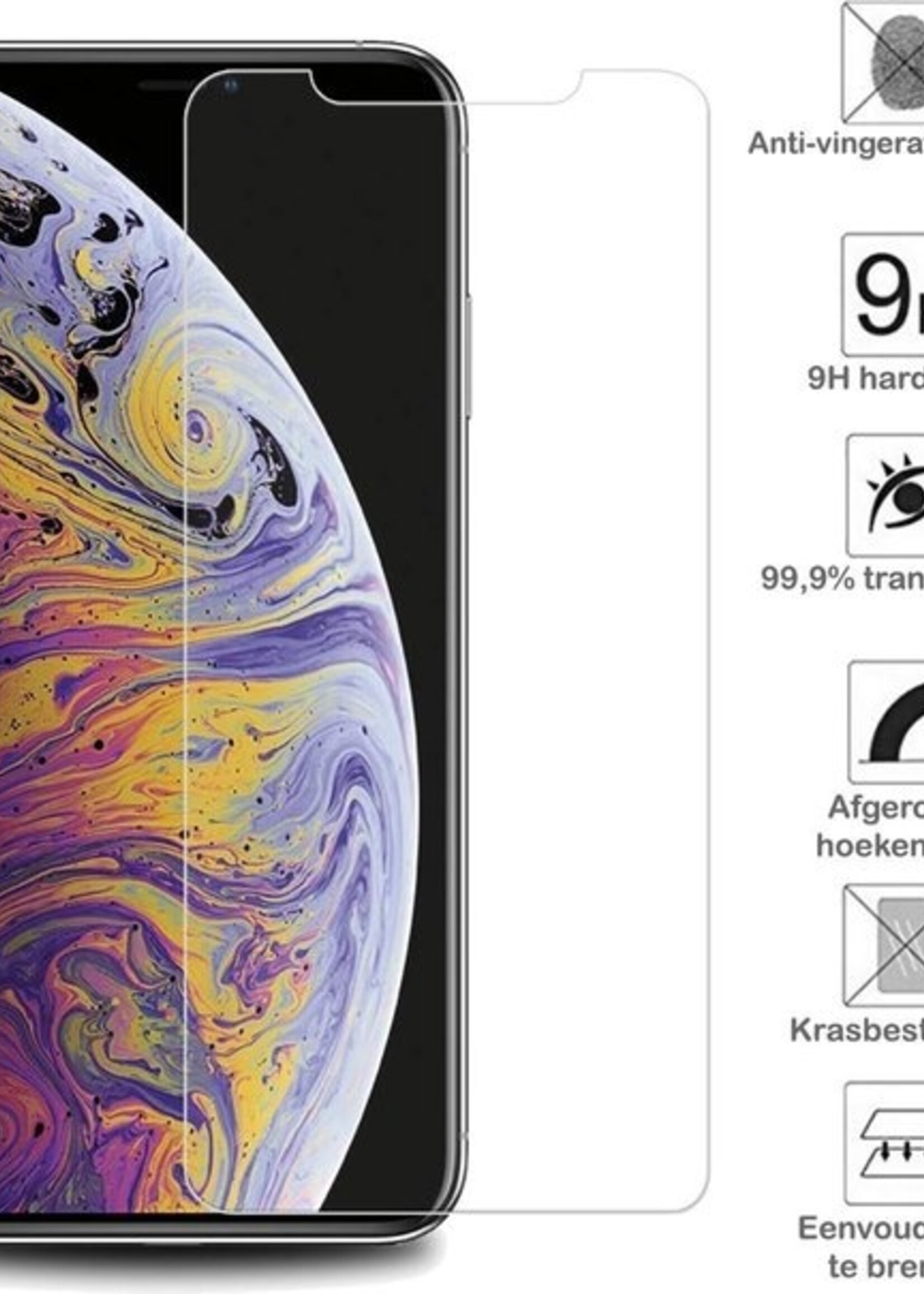 BTH Hoesje Geschikt voor iPhone X Hoesje Siliconen Shock Proof Case Hoes Met Screenprotector - Hoes Geschikt voor iPhone X Hoes Cover Case Shockproof - Transparant