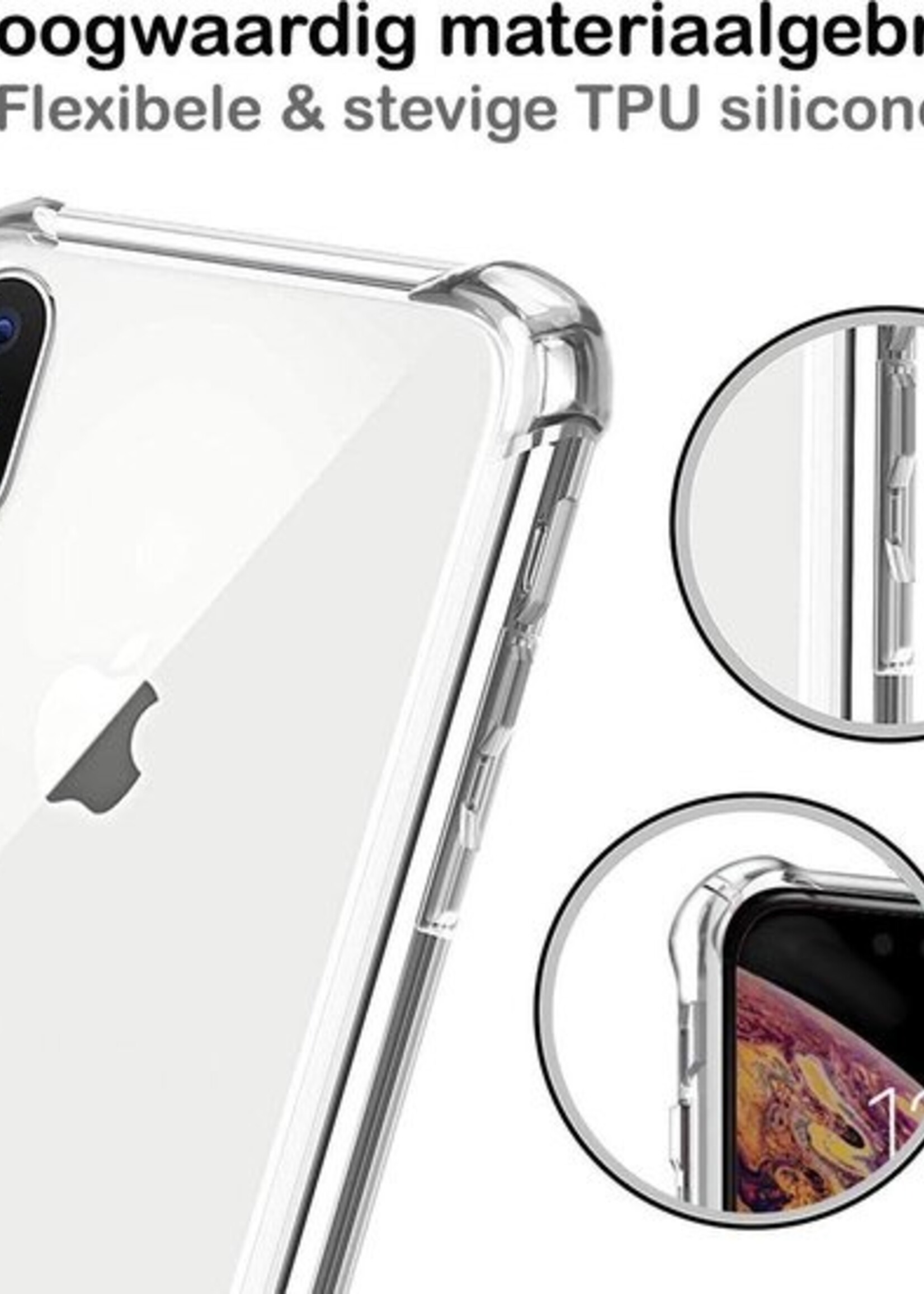 BTH Hoesje Geschikt voor iPhone Xs Max Hoesje Siliconen Shock Proof Case Hoes - Hoes Geschikt voor iPhone Xs Max Hoes Cover Case Shockproof - Transparant