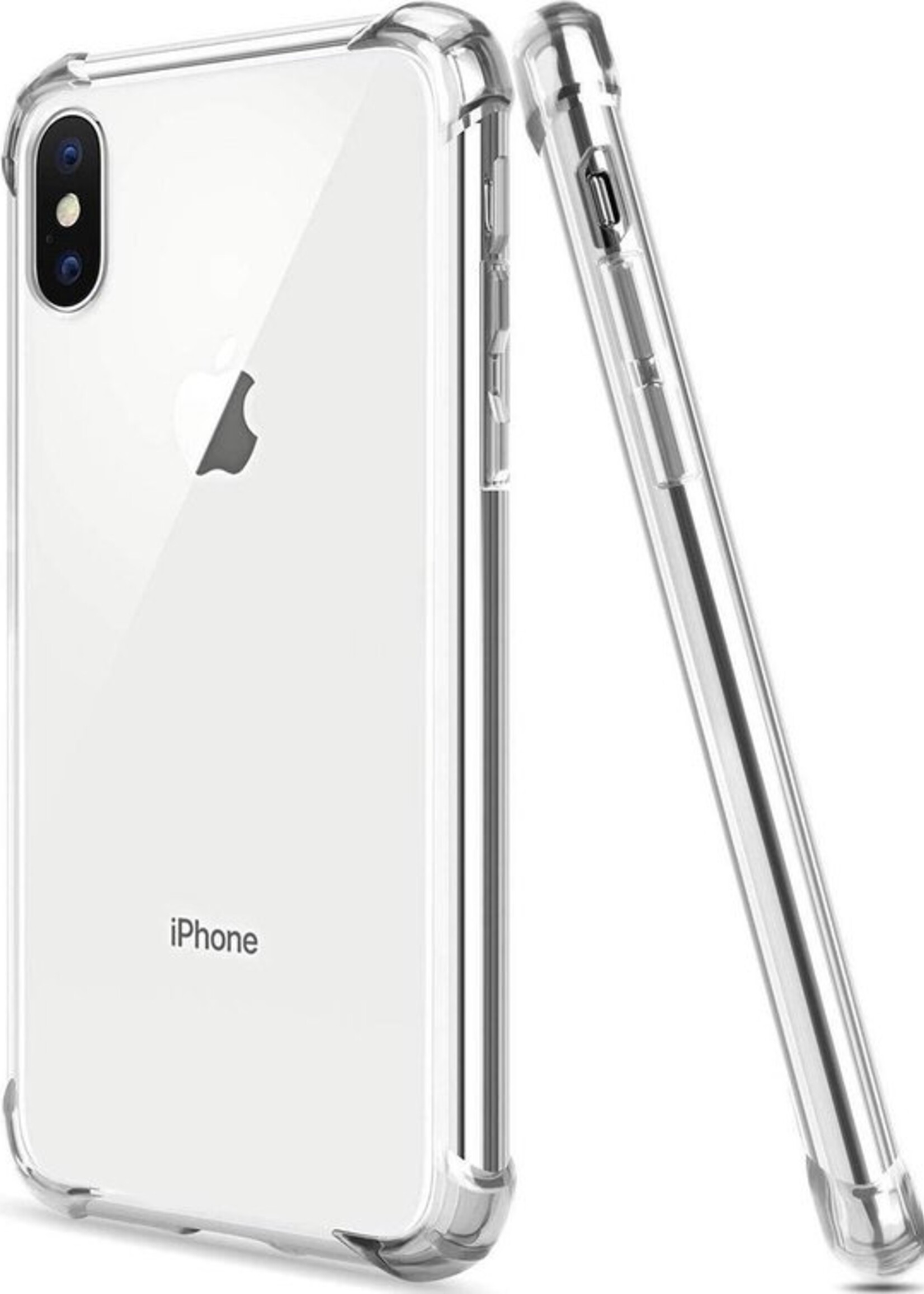 BTH Hoesje Geschikt voor iPhone X Hoesje Siliconen Shock Proof Case Hoes - Hoes Geschikt voor iPhone X Hoes Cover Case Shockproof - Transparant