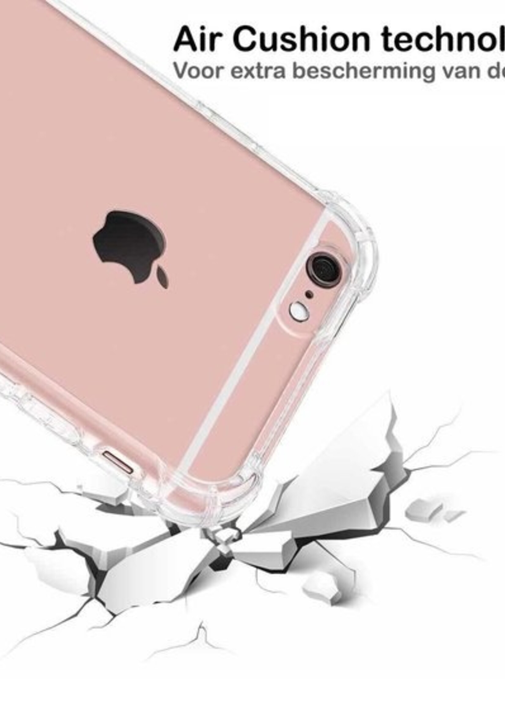 BTH Hoesje Geschikt voor iPhone 6s Hoesje Siliconen Shock Proof Case Hoes - Hoes Geschikt voor iPhone 6s Hoes Cover Case Shockproof - Transparant