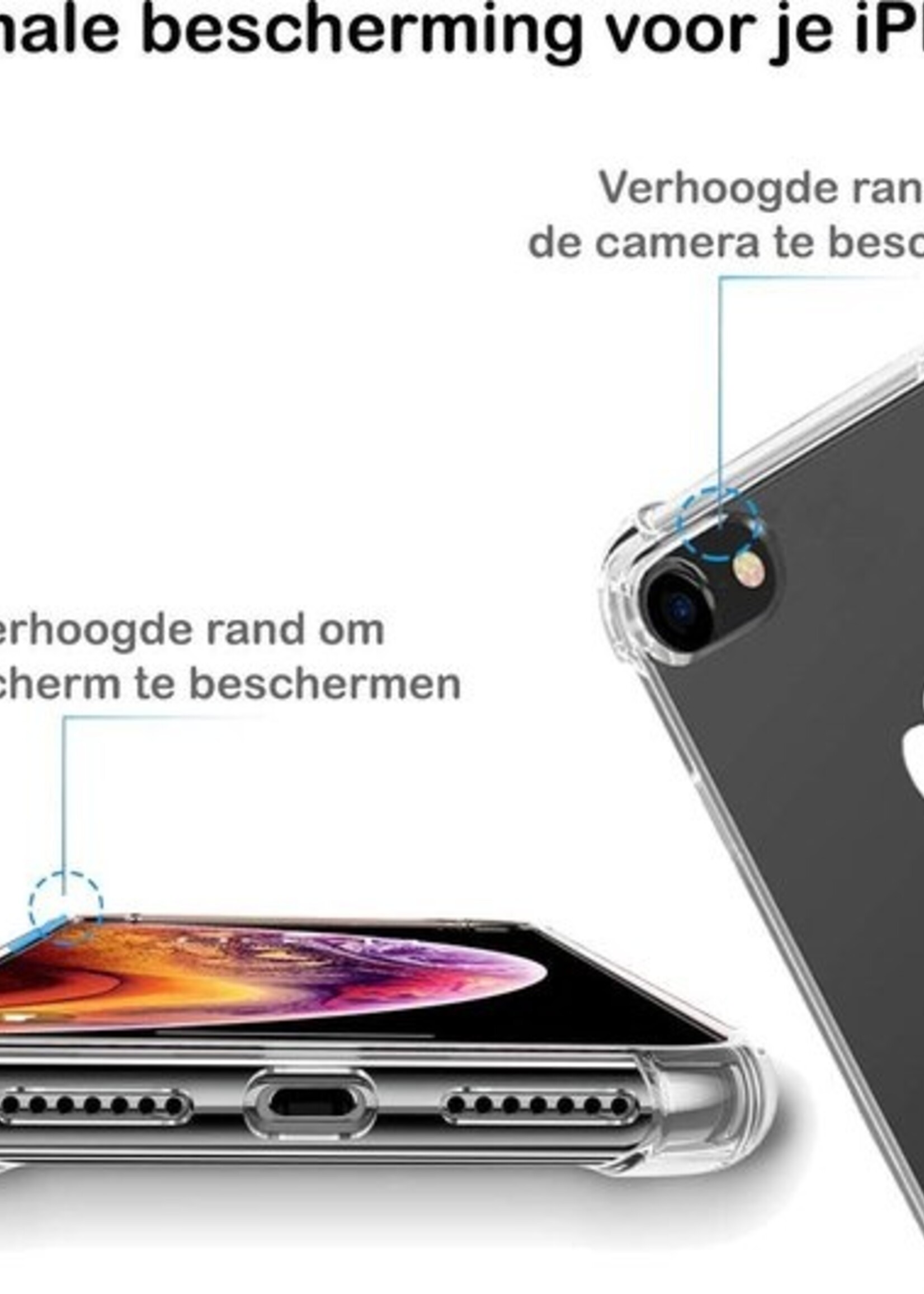 BTH Hoesje Geschikt voor iPhone 7 Hoesje Siliconen Shock Proof Case Hoes - Hoes Geschikt voor iPhone 7 Hoes Cover Case Shockproof - Transparant