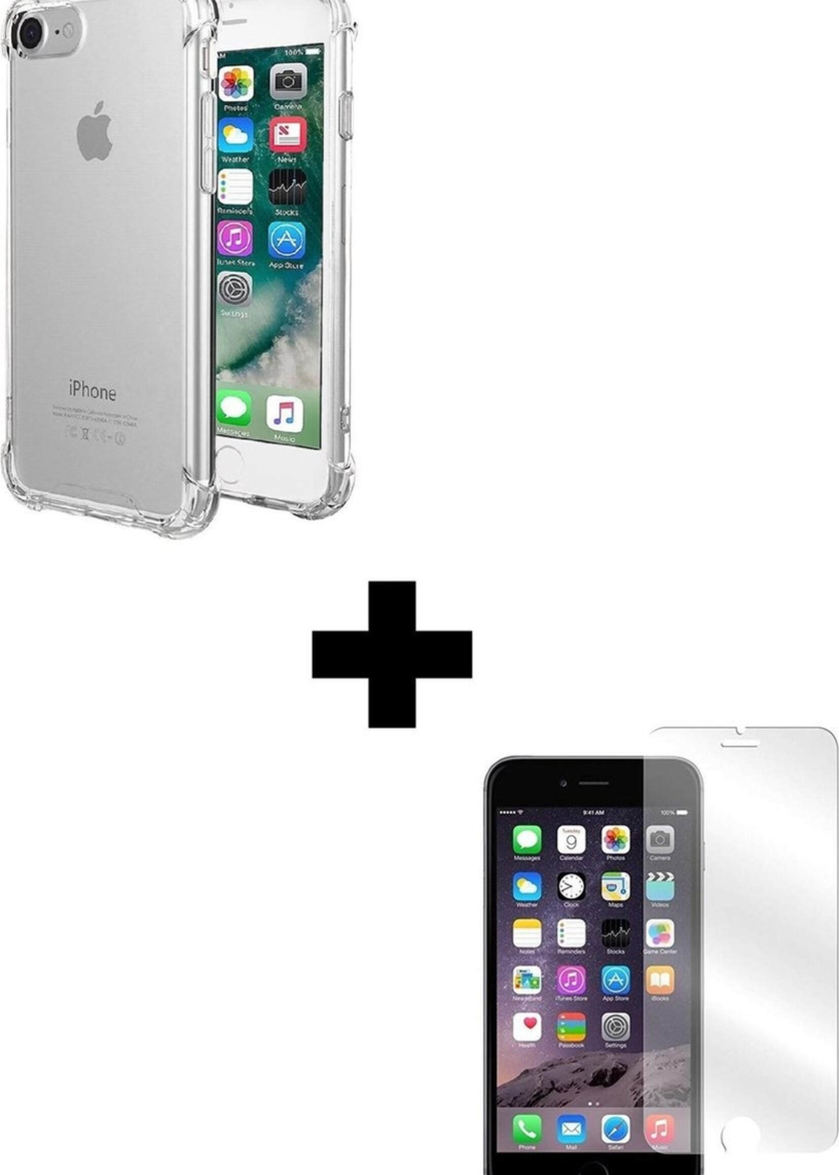 BTH Hoesje Geschikt voor iPhone 7/8/SE 2020 Hoesje Siliconen Shock Proof Case Hoes - Hoes Geschikt voor iPhone 7/8/SE 2020 Hoes Cover Case Shockproof - Transparant