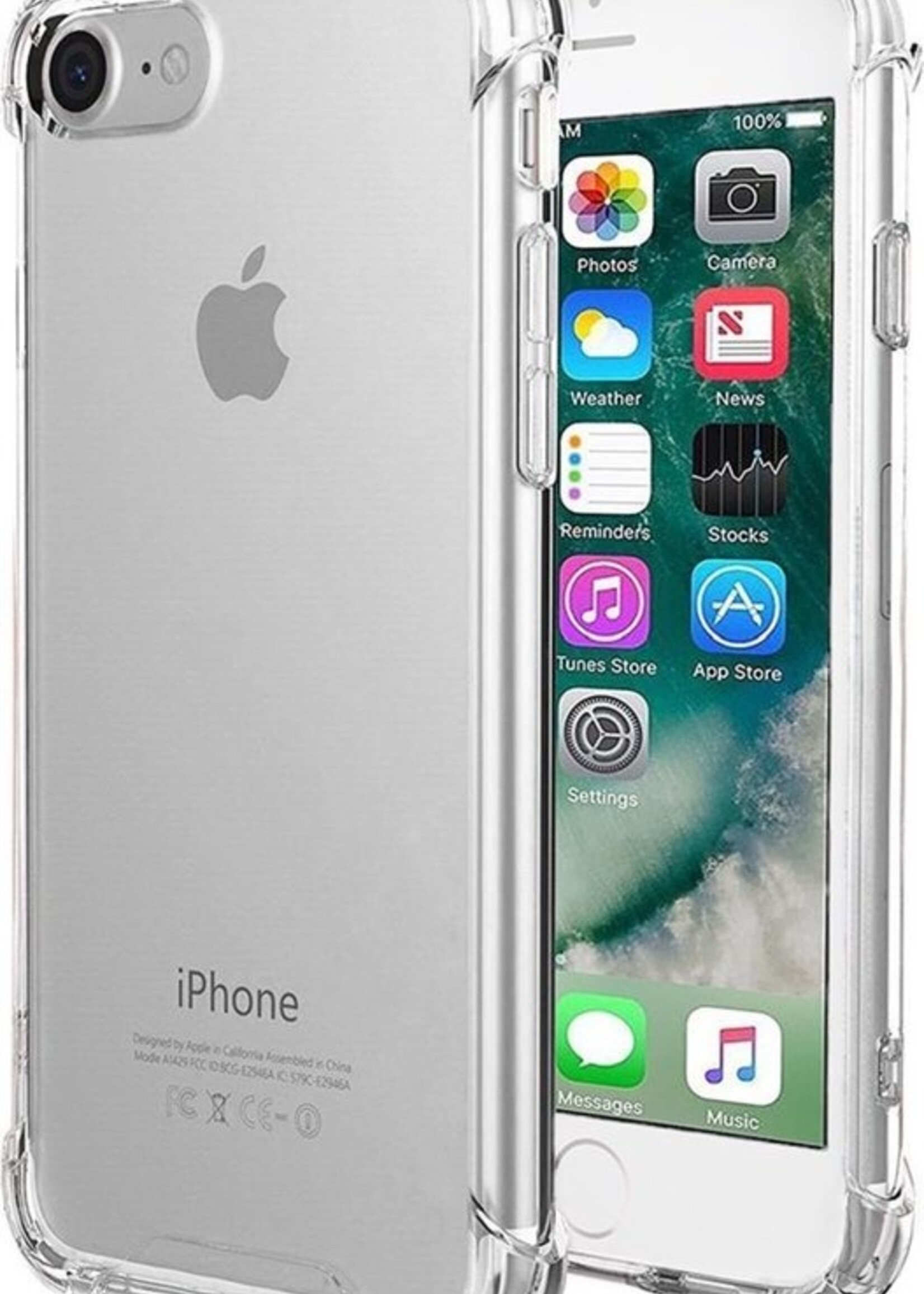 BTH Hoesje Geschikt voor iPhone 7/8/SE 2020 Hoesje Siliconen Shock Proof Case Hoes - Hoes Geschikt voor iPhone 7/8/SE 2020 Hoes Cover Case Shockproof - Transparant
