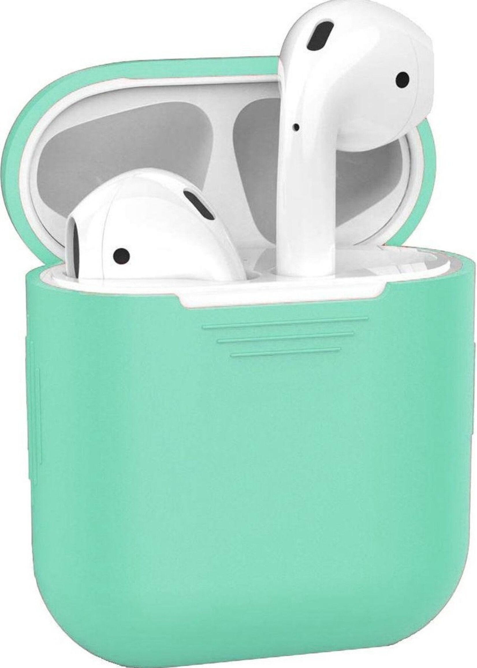 BTH Case Geschikt voor AirPods 1 Hoesje Hoes Siliconen Met Clip Cover - Hoesje Geschikt voor Apple Airpods 1 Siliconen Met Clip - Groen