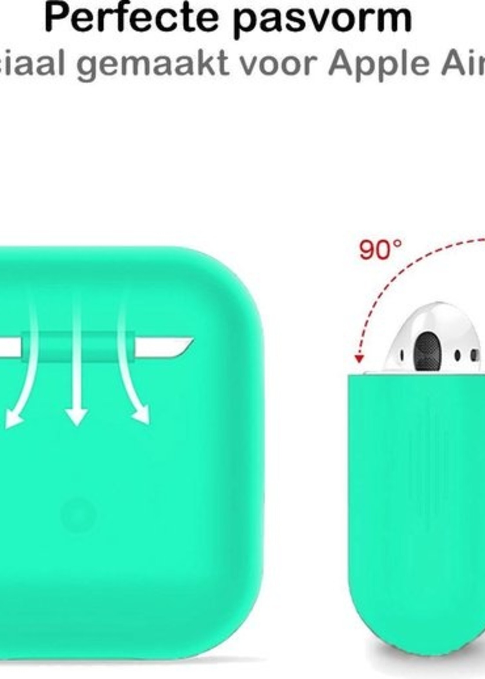 BTH Case Geschikt voor AirPods 1 Hoesje Hoes Siliconen Met Clip Cover - Hoesje Geschikt voor Apple Airpods 1 Siliconen Met Clip - Groen