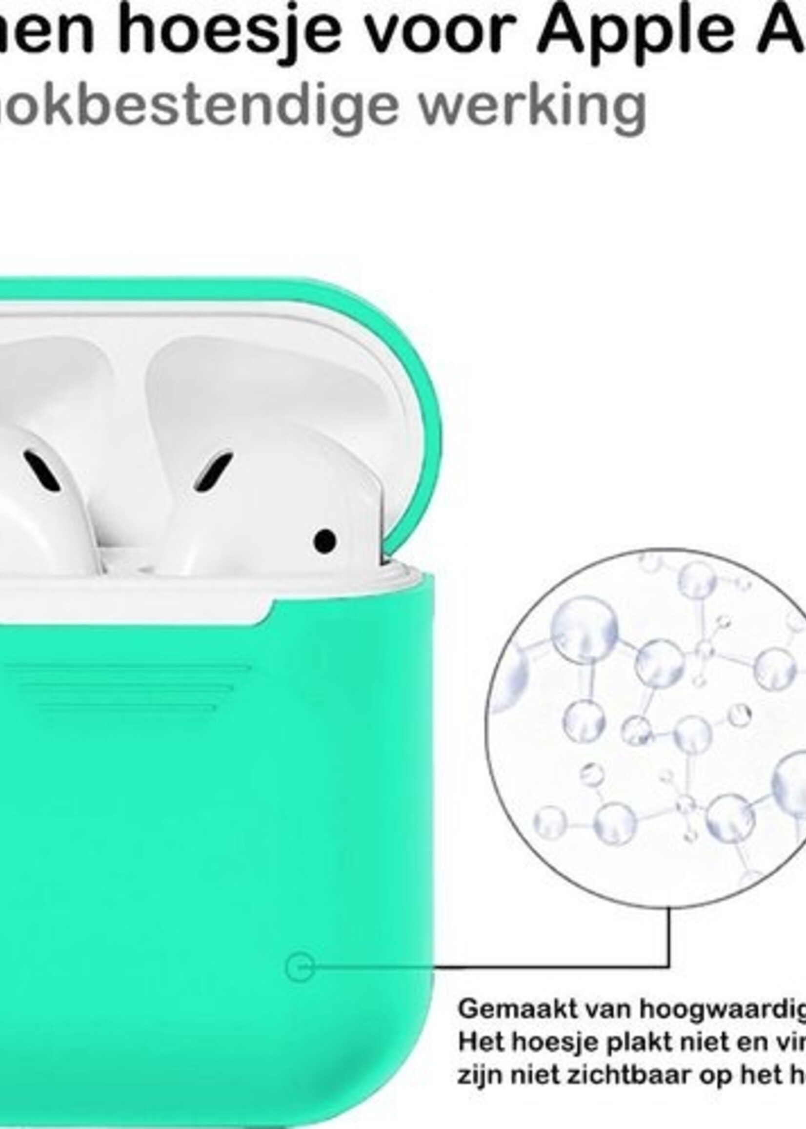 BTH Case Geschikt voor AirPods 1 Hoesje Hoes Siliconen Met Clip Cover - Hoesje Geschikt voor Apple Airpods 1 Siliconen Met Clip - Groen