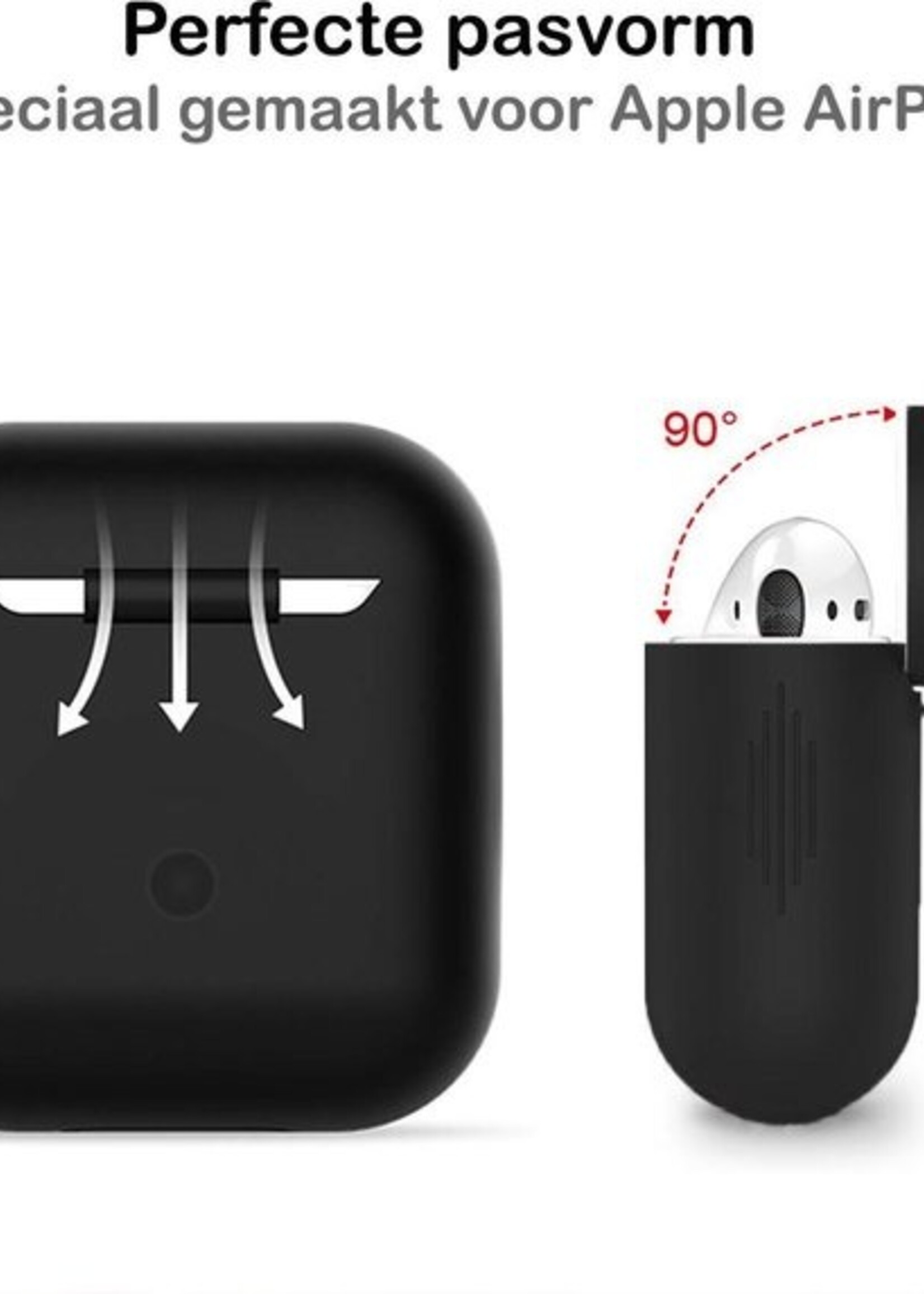 BTH Case Geschikt voor AirPods 1 Hoesje Hoes Siliconen Met Clip Cover - Hoesje Geschikt voor Apple Airpods 1 Siliconen Met Clip - Zwart