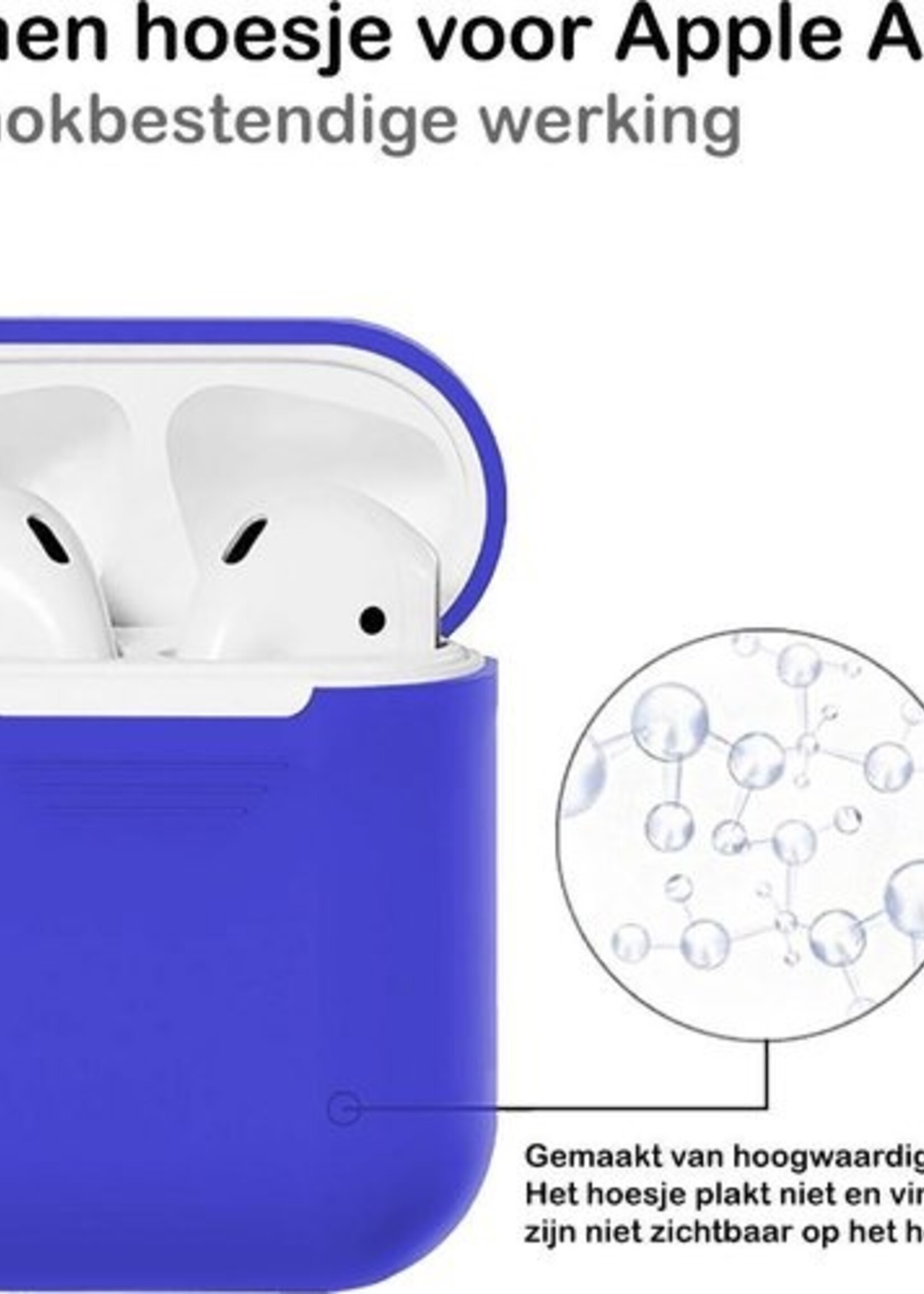 BTH Case Geschikt voor AirPods 2 Hoesje Hoes Siliconen Met Clip Cover - Hoesje Geschikt voor Apple Airpods 2 Siliconen Met Clip - Blauw