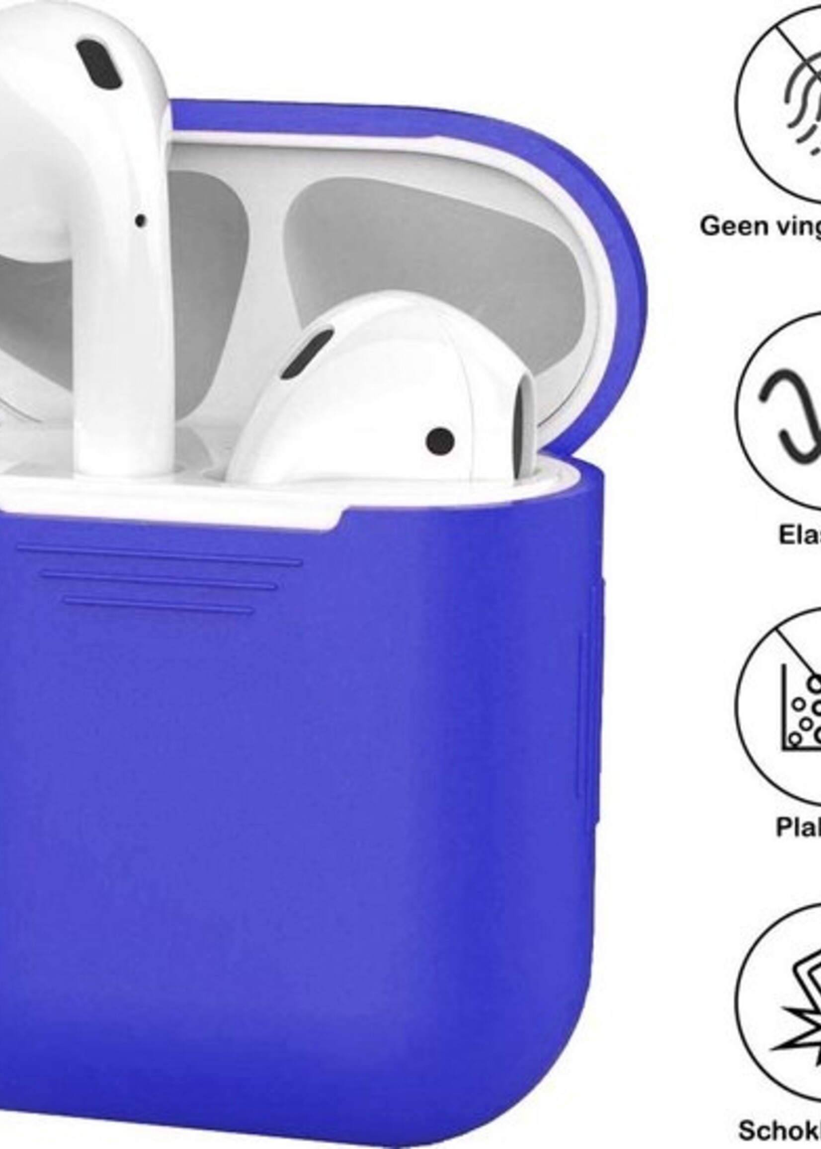 BTH Case Geschikt voor AirPods 2 Hoesje Hoes Siliconen Met Clip Cover - Hoesje Geschikt voor Apple Airpods 2 Siliconen Met Clip - Blauw
