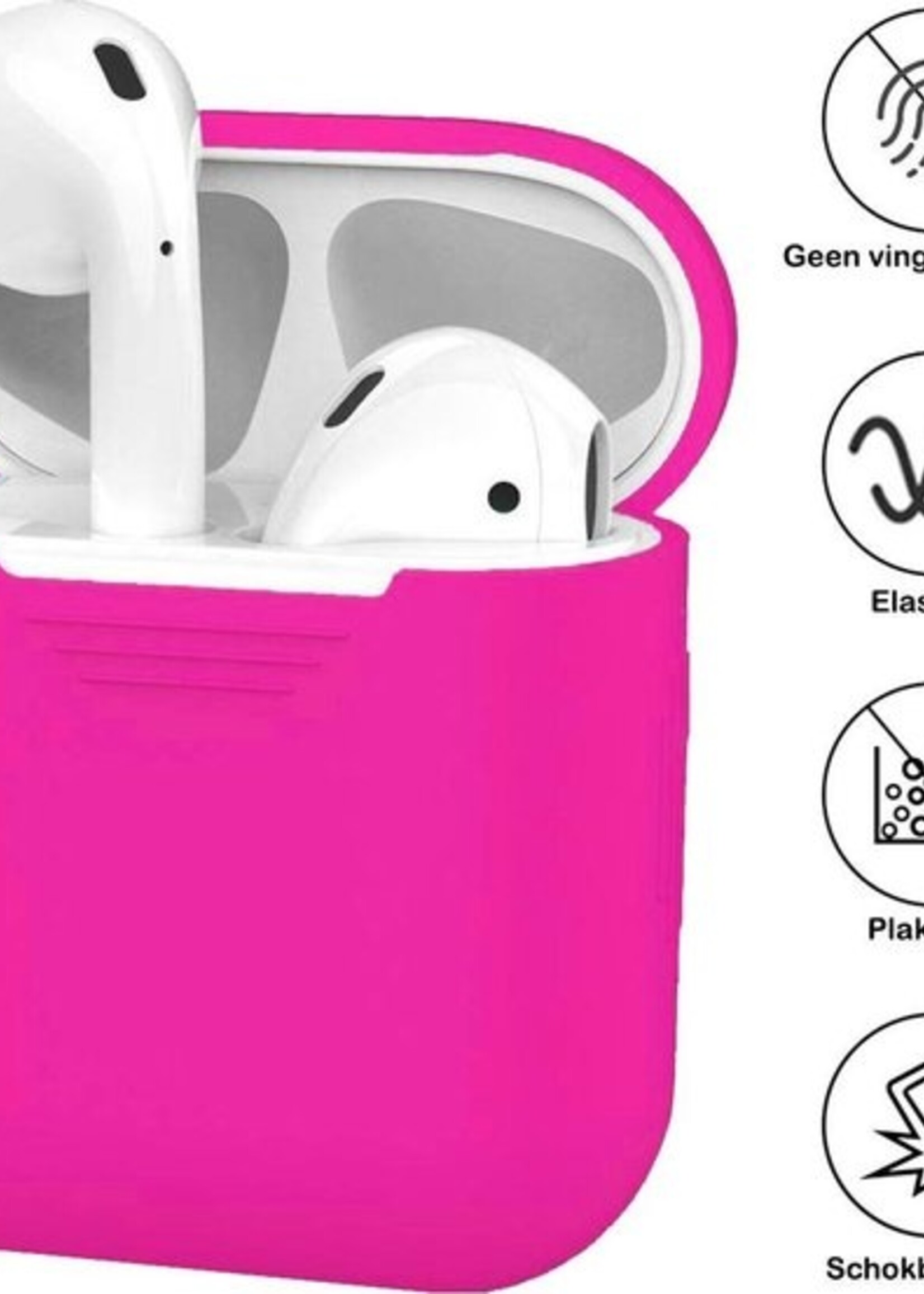 BTH Case Geschikt voor AirPods 2 Hoesje Hoes Siliconen Met Clip Cover - Hoesje Geschikt voor Apple Airpods 2 Siliconen Met Clip - Roze