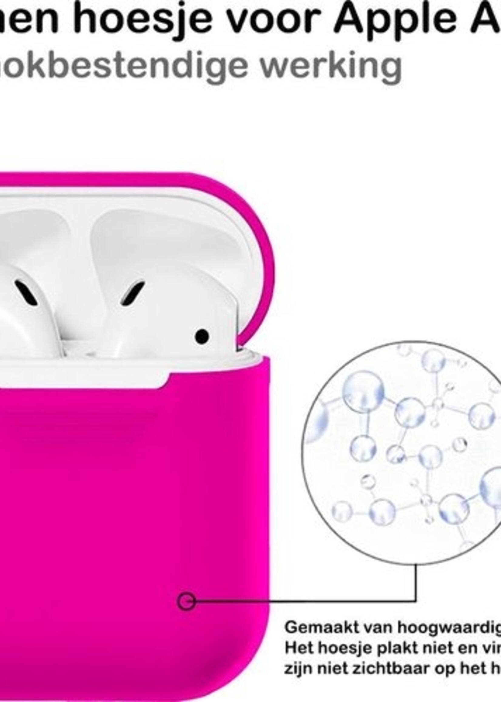 BTH Case Geschikt voor AirPods 2 Hoesje Hoes Siliconen Met Clip Cover - Hoesje Geschikt voor Apple Airpods 2 Siliconen Met Clip - Roze