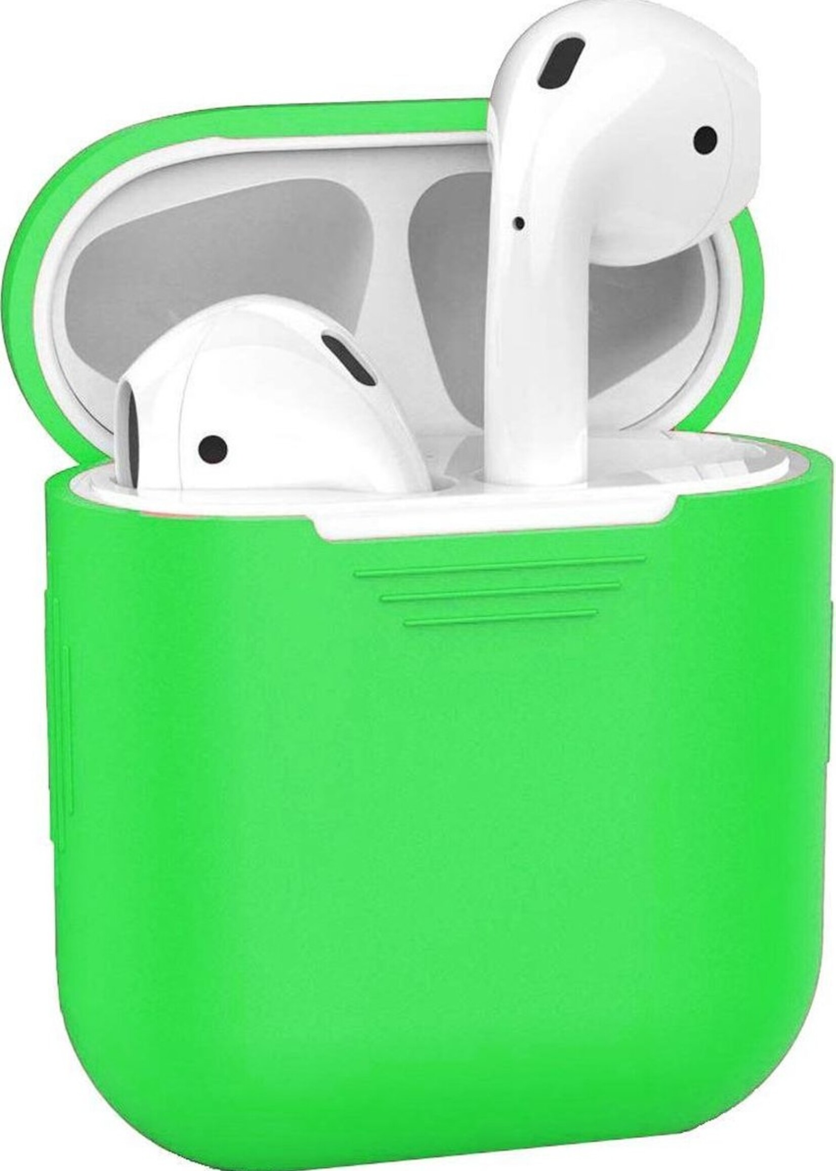 BTH Case Geschikt voor AirPods 2 Hoesje Hoes Siliconen Met Clip Cover - Hoesje Geschikt voor Apple Airpods 2 Siliconen Met Clip - Groen