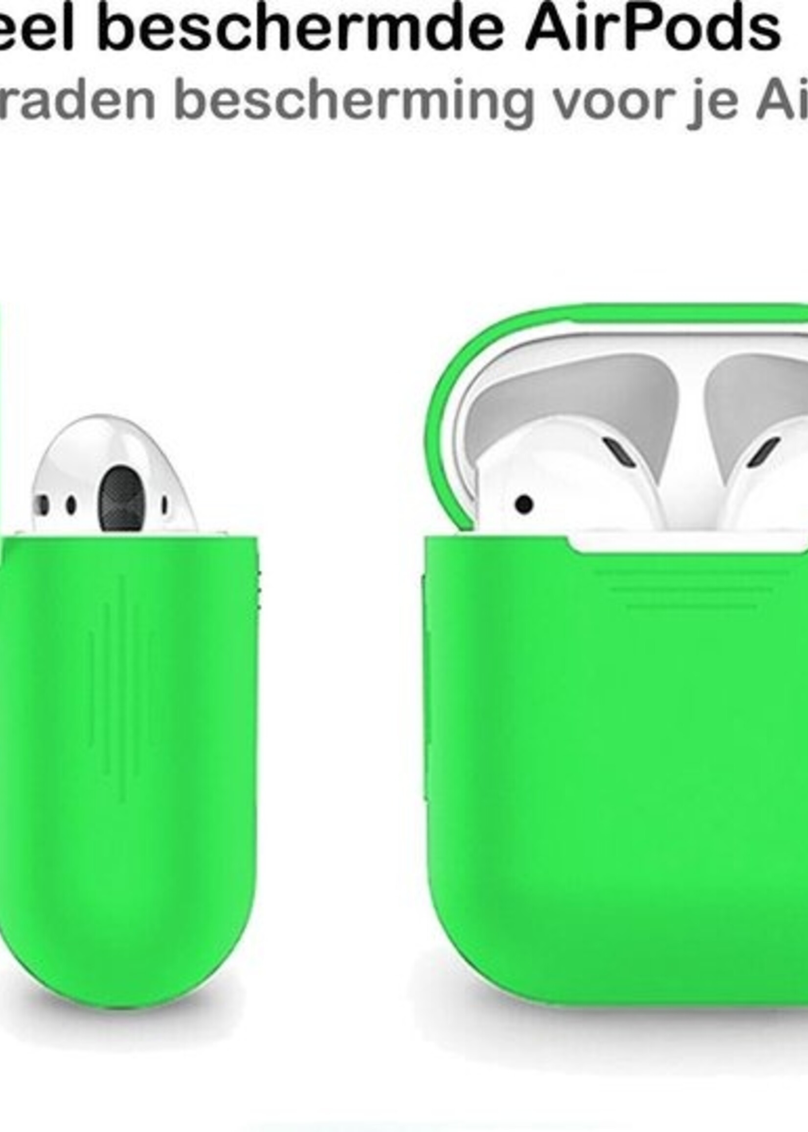 BTH Case Geschikt voor AirPods 2 Hoesje Hoes Siliconen Met Clip Cover - Hoesje Geschikt voor Apple Airpods 2 Siliconen Met Clip - Groen