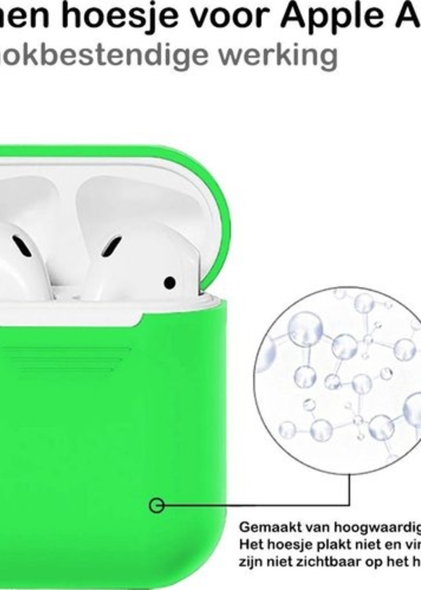 BTH Case Geschikt voor AirPods 2 Hoesje Hoes Siliconen Met Clip Cover - Hoesje Geschikt voor Apple Airpods 2 Siliconen Met Clip - Groen
