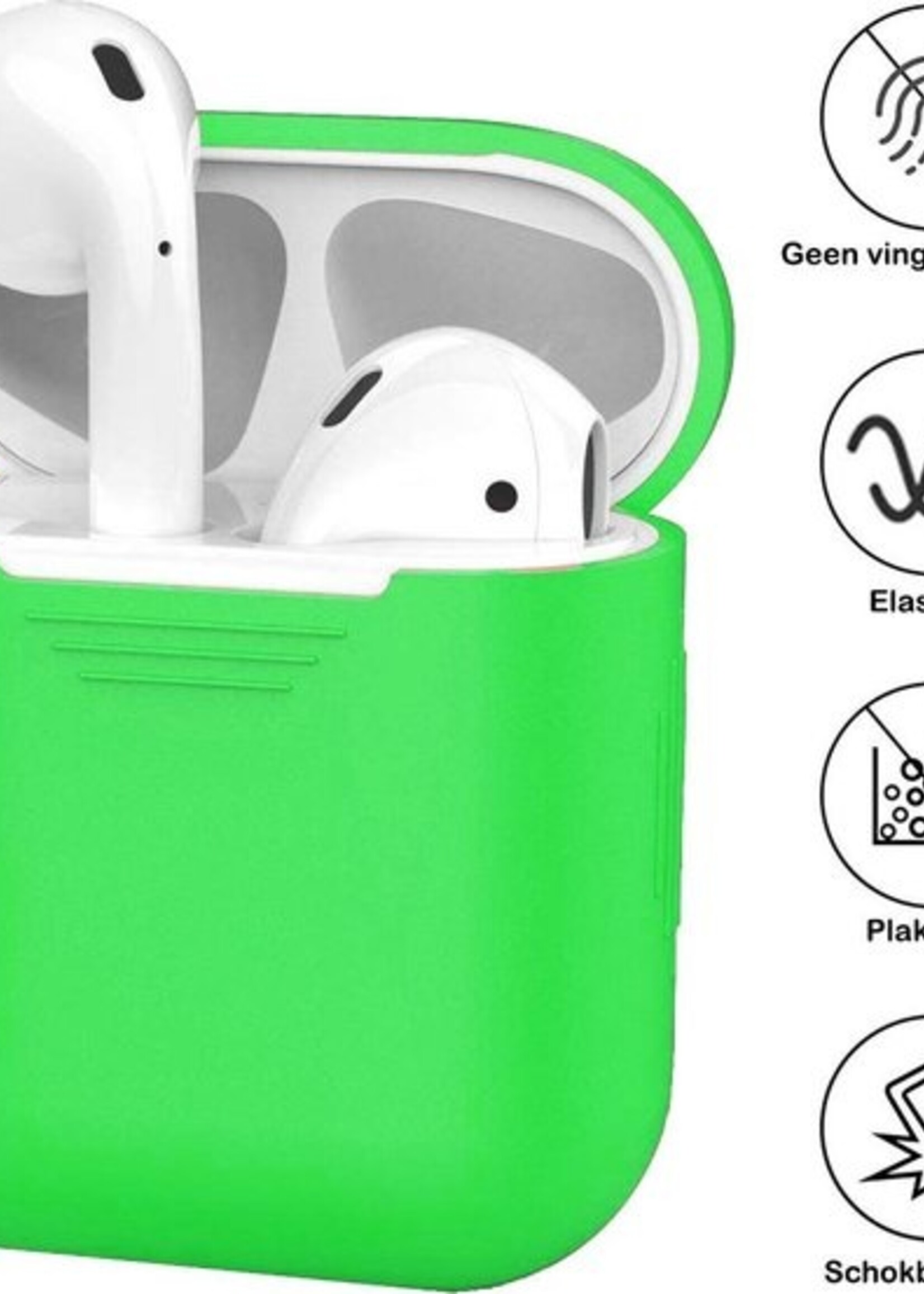 BTH Case Geschikt voor AirPods 2 Hoesje Hoes Siliconen Met Clip Cover - Hoesje Geschikt voor Apple Airpods 2 Siliconen Met Clip - Groen