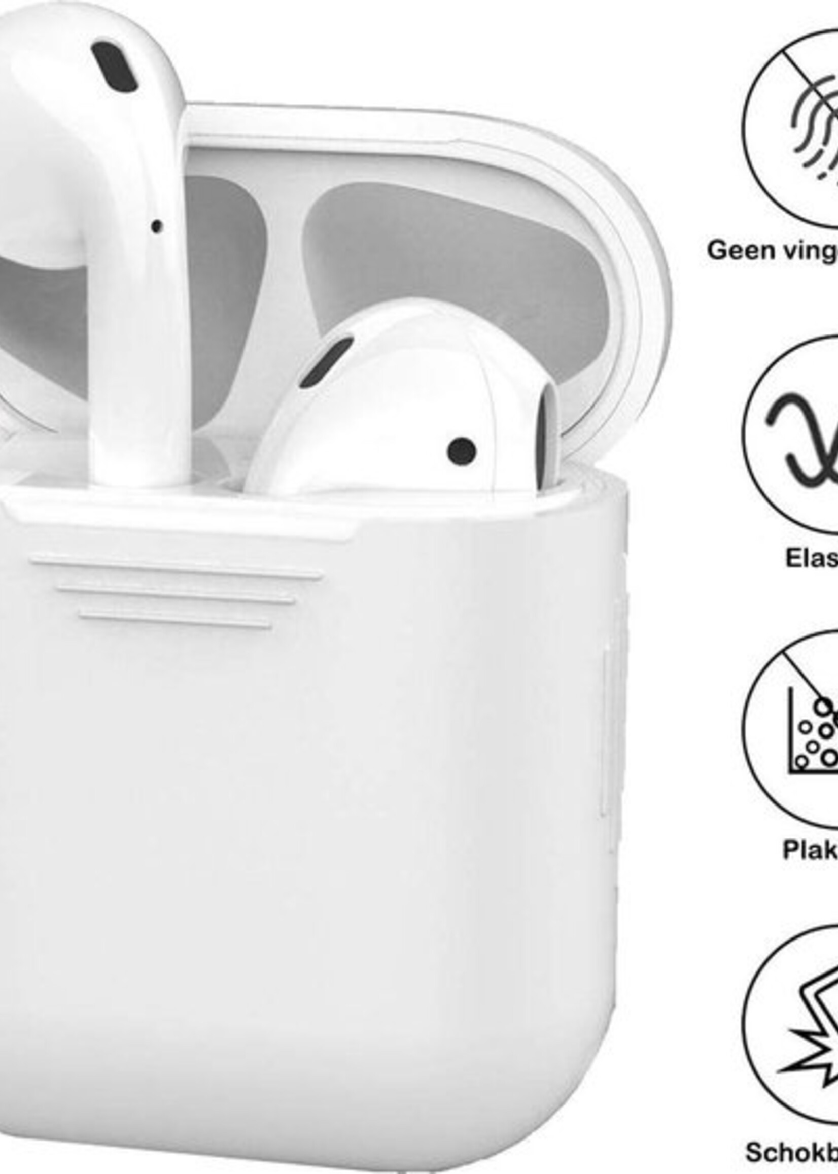BTH Case Geschikt voor AirPods 2 Hoesje Hoes Siliconen Met Clip Cover - Hoesje Geschikt voor Apple Airpods 2 Siliconen Met Clip - Transparant