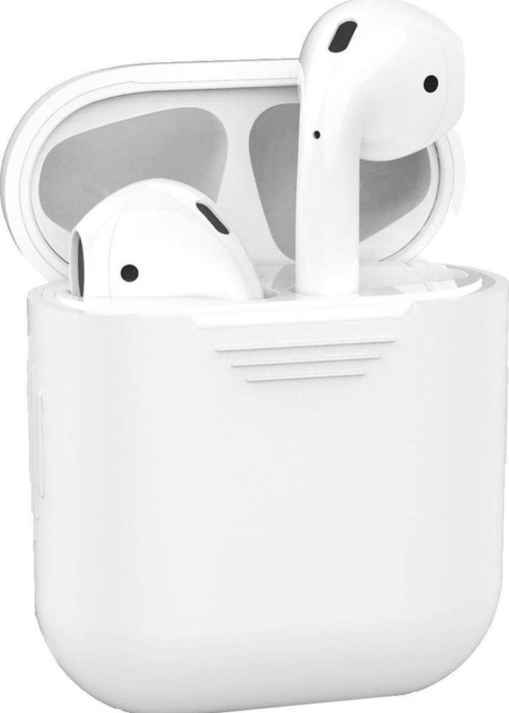 BTH Case Geschikt voor AirPods 2 Hoesje Hoes Siliconen Met Clip Cover - Hoesje Geschikt voor Apple Airpods 2 Siliconen Met Clip - Wit
