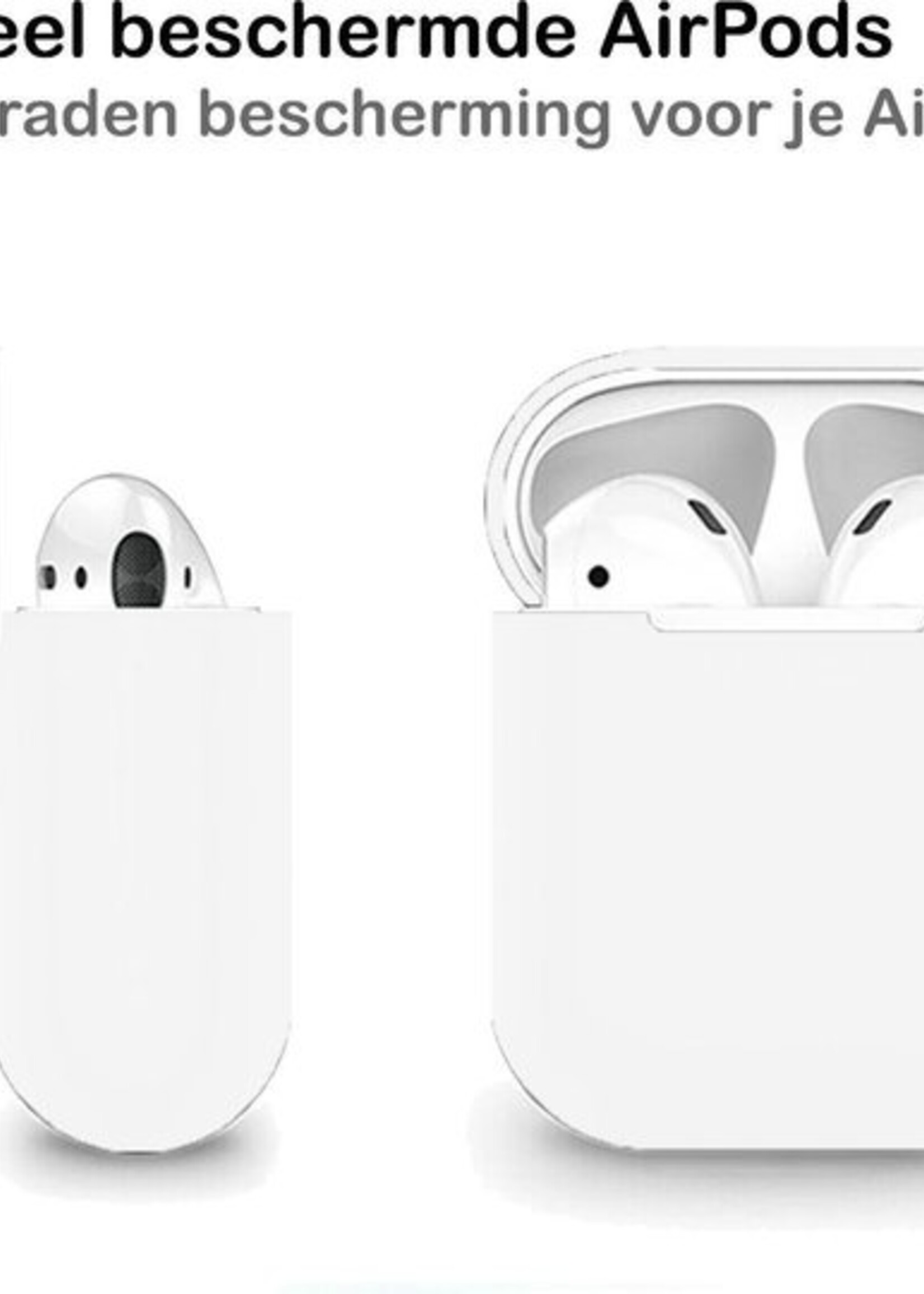BTH Case Geschikt voor AirPods 2 Hoesje Hoes Siliconen Met Clip Cover - Hoesje Geschikt voor Apple Airpods 2 Siliconen Met Clip - Wit